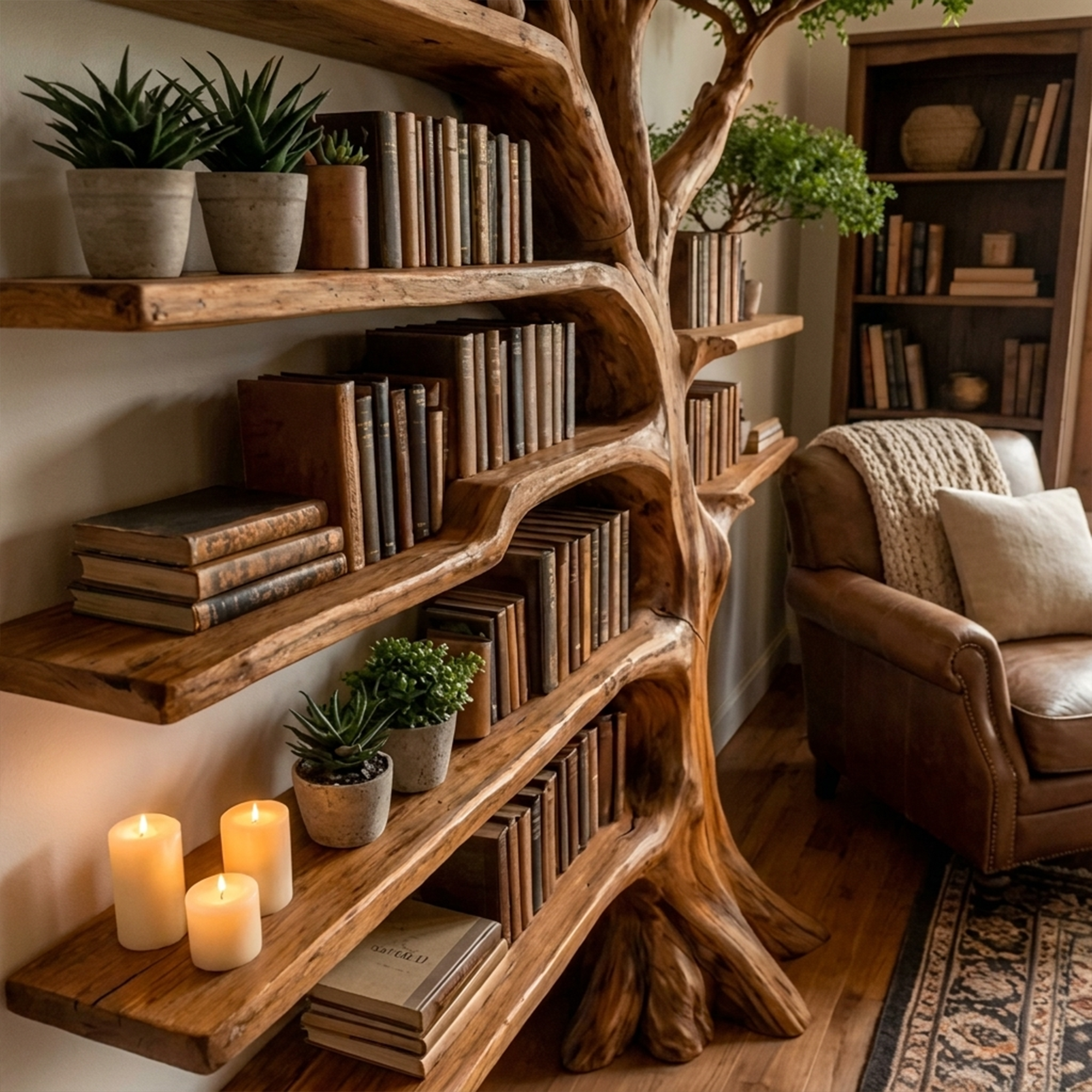 Nature Inspired Tree Display Bookcase Living Room SINLKITB657