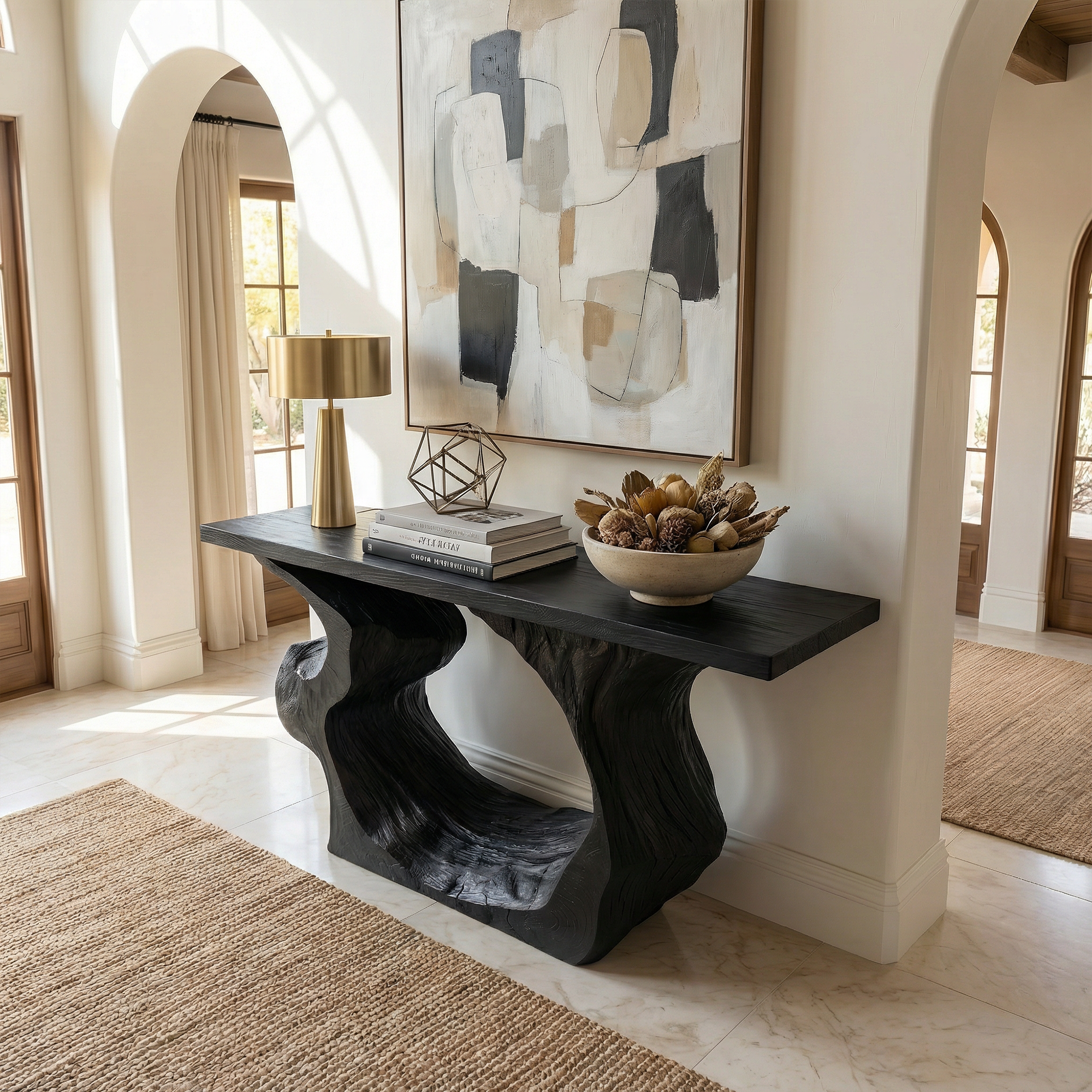 Sculptural Console Table Entryway Table Modern Sofa Table For Living Room And Entryway SINLKICS569