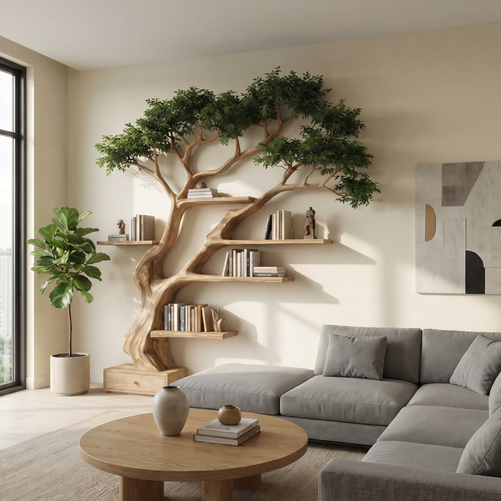 Nature Inspired Tree Bookshelf For Living Room And Bedroom SINLKITB722