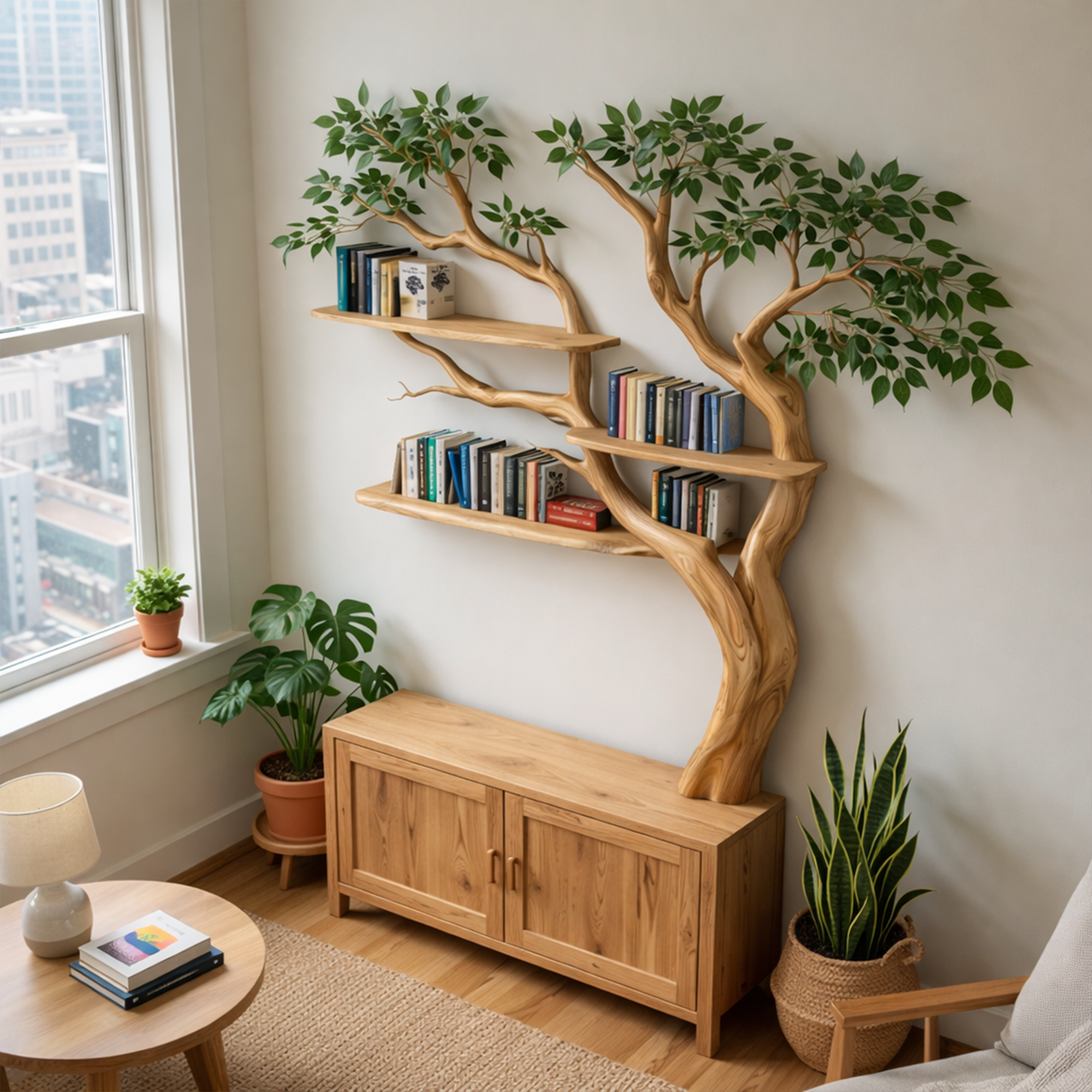 Sculptural Tree Bookcase With Storage For Living Room And Reading Room SINLKITB723