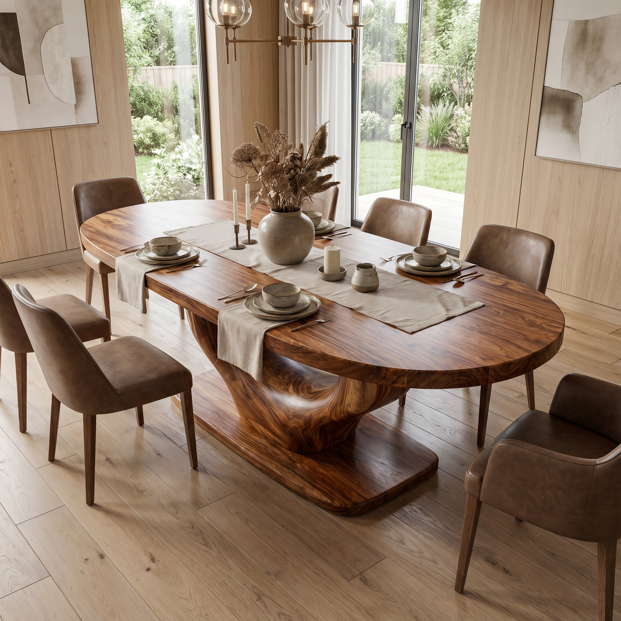 Rustic Curved Base Dining Table For Dining Room And Kitchen SINLKIDT167