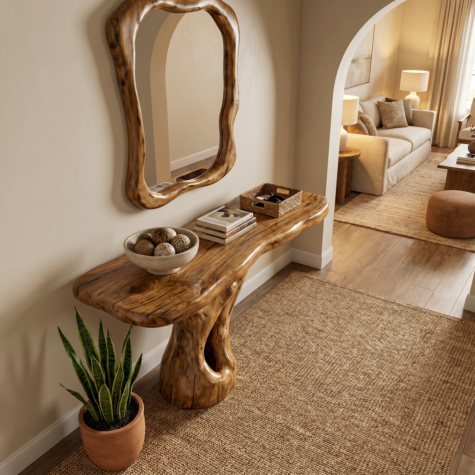 Rustic Tree Root Console Table For Entryway And Living Room SINLKICS570