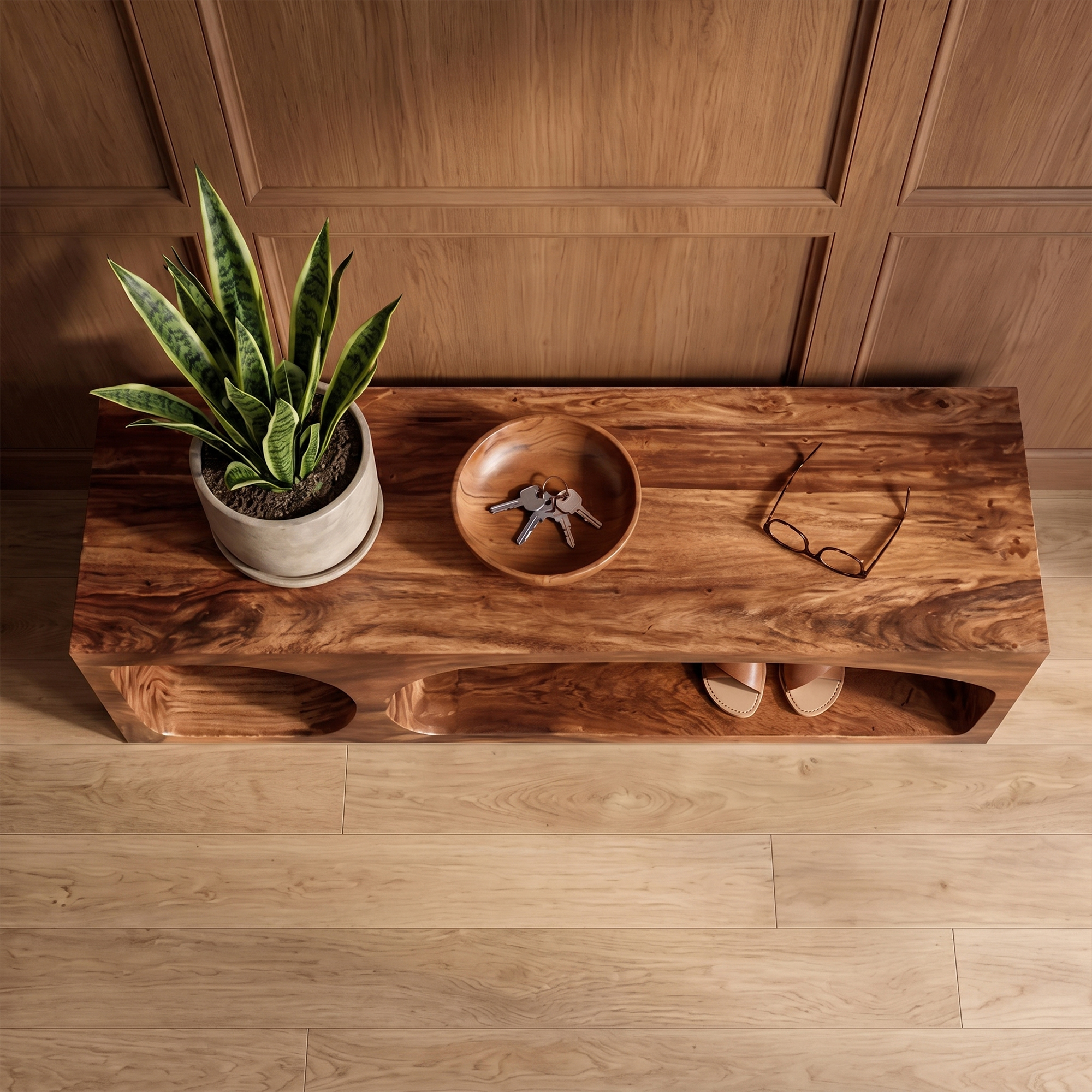 Organic Wooden Shoe Bench For Entryway And Hallway SINLKIRS102
