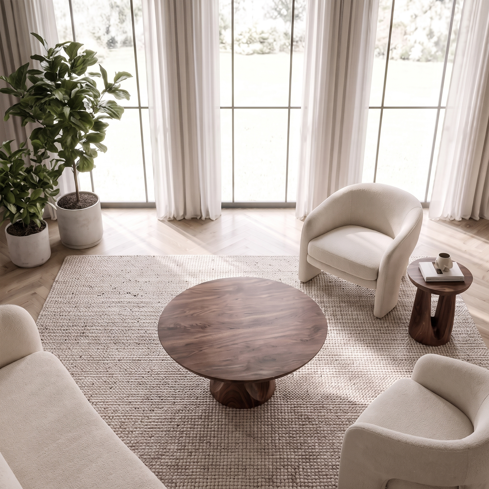 Contemporary Round Coffee Table Living Room Family Room SINLKICF211
