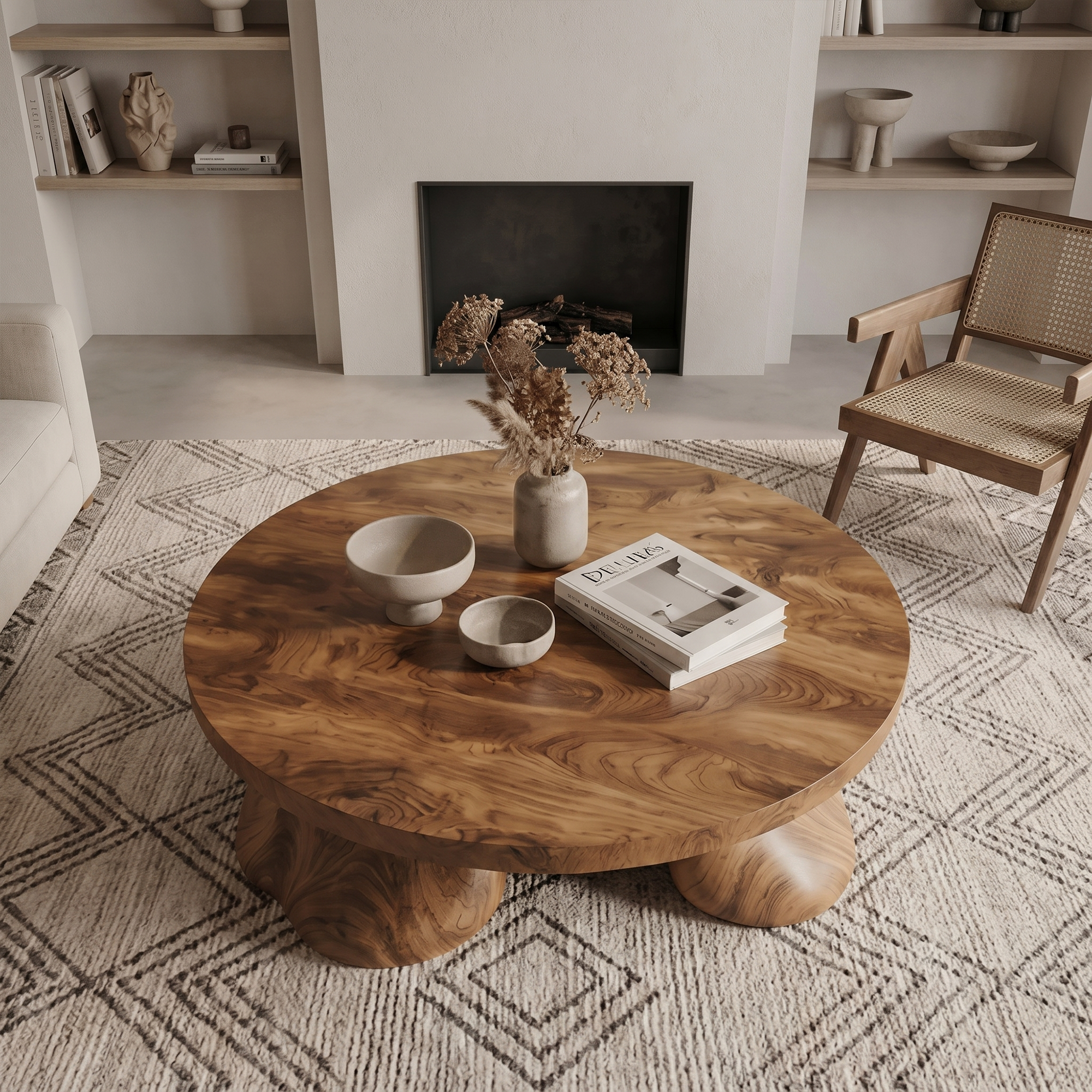 Sculptural Coffee Table With Organic Freeform Top For Living Room SINLKICF376