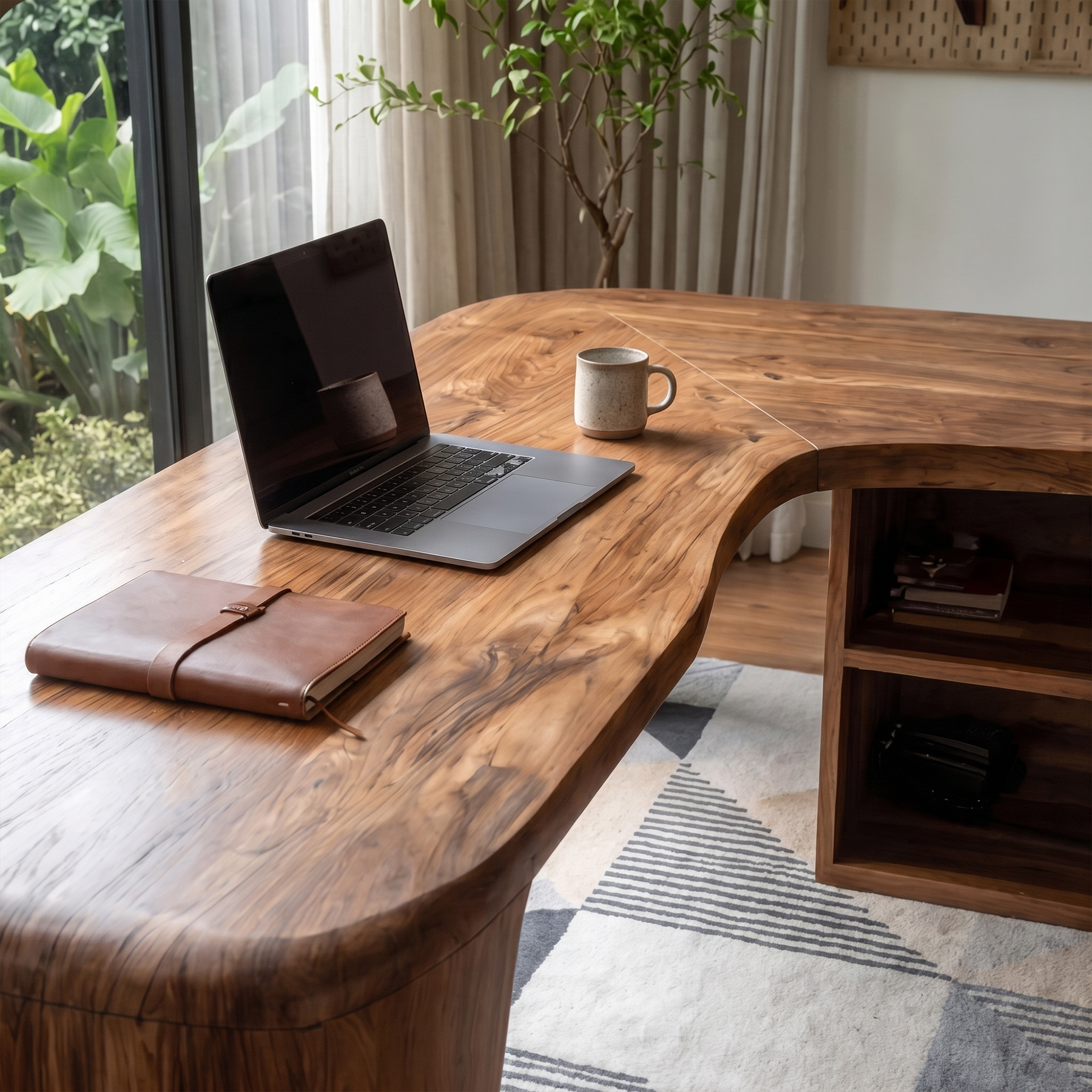 Organic Corner Desk Handcrafted Wood Design For Home Office SINLKIDK144