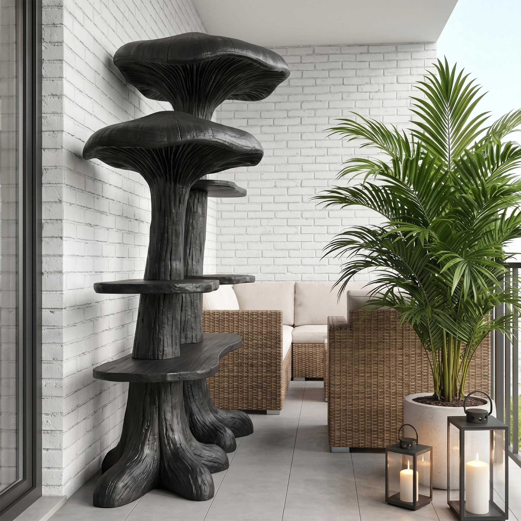 Nature Inspired Mushroom Bookshelf With Open Display Storage For Living Room SINLKITB743