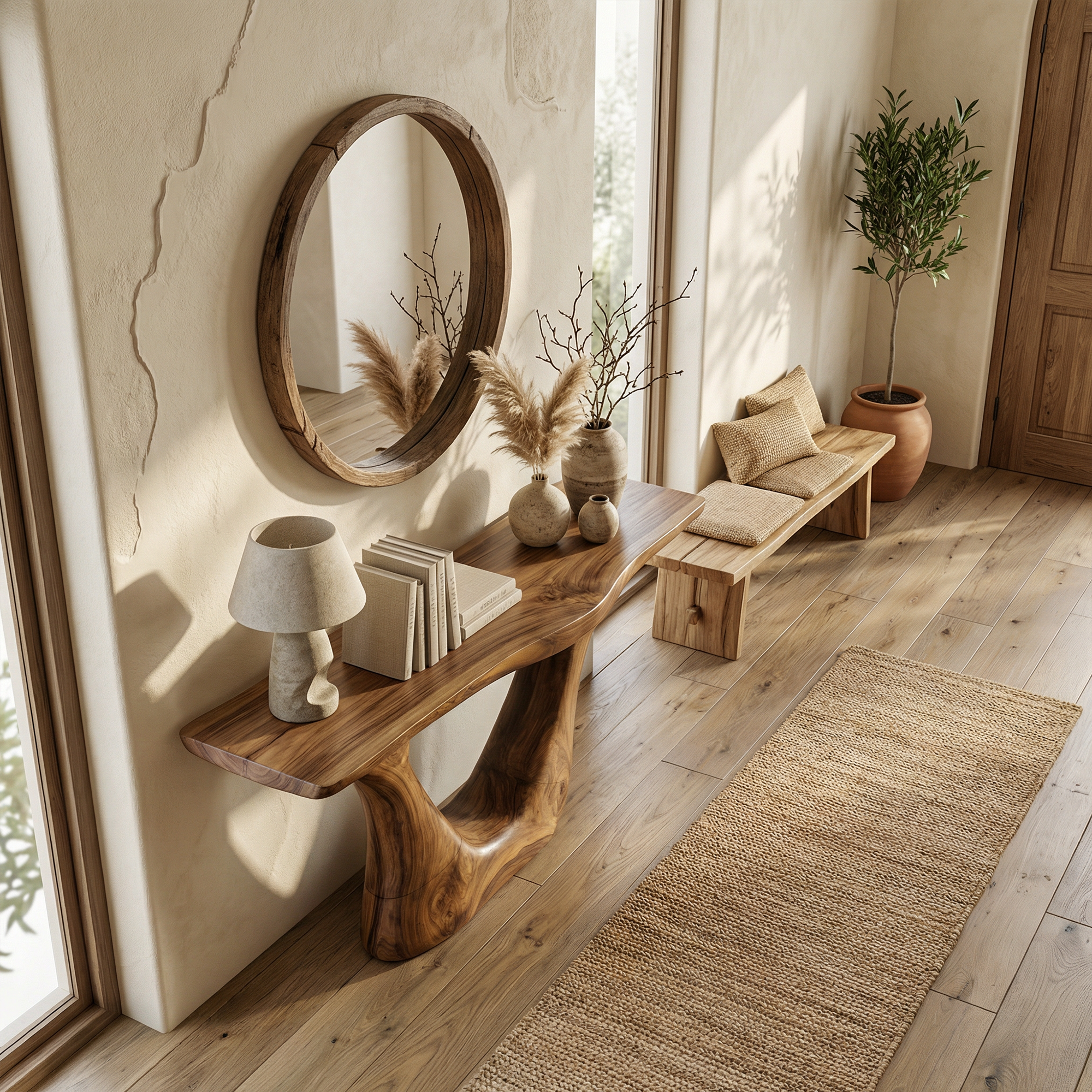 Contemporary Organic Sculptural Console Table For Entryway And Living Room Space SINLKICS565