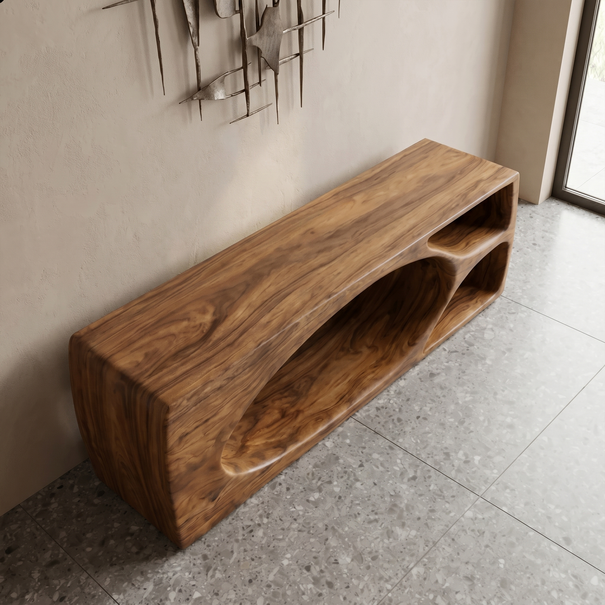 Rustic Bench With Built In Shoe Storage Shelf For Entryway SINLKIRS118
