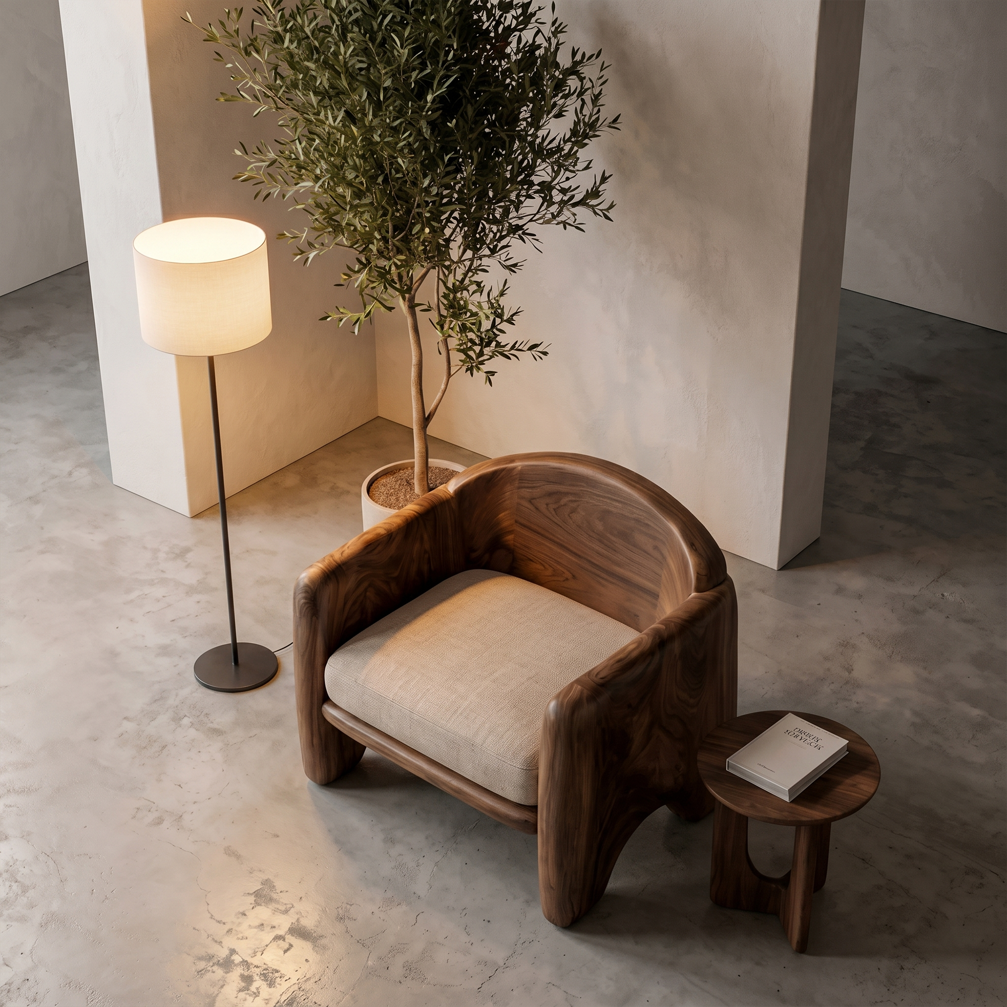 Rustic Armchair Sculptural Solid Wood Design For Living Room SINLKIAC030