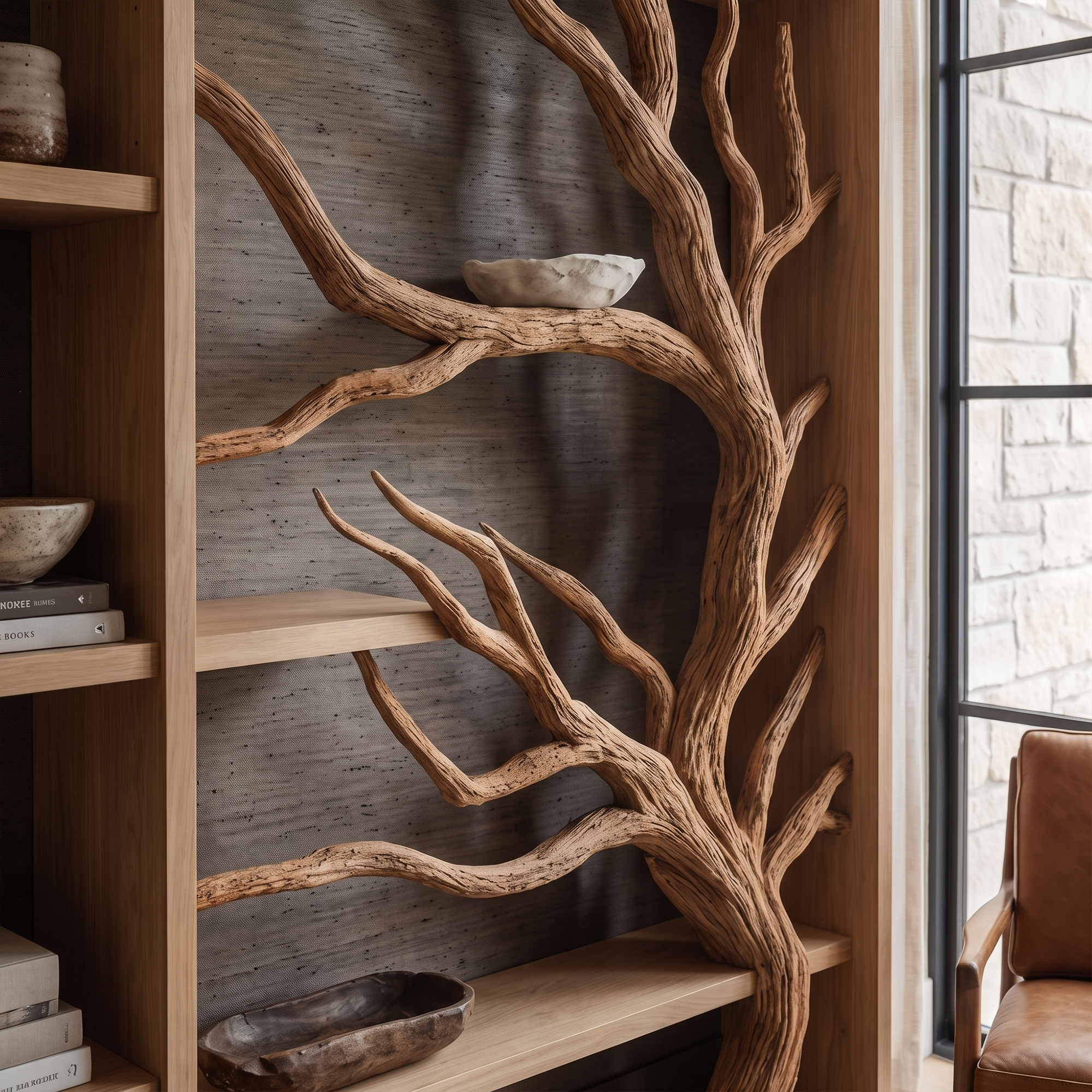 Tree Bookcase Cabinet With Open Display Shelves For Living Room And Study SINLKISC537