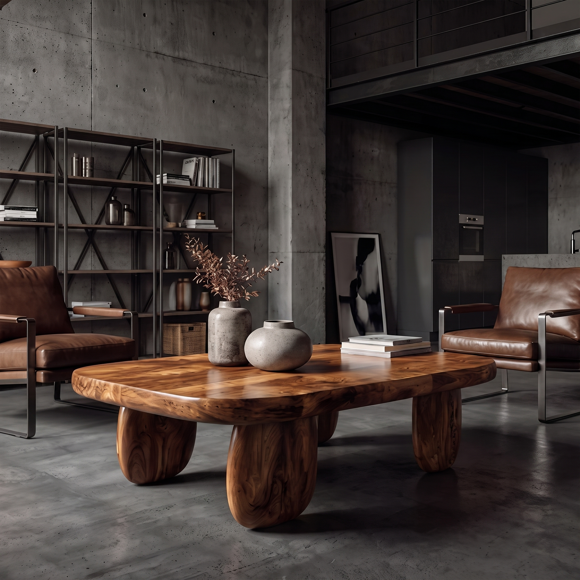 Minimal Coffee Table With Organic Pedestal Base For Living Room SINLKICF410