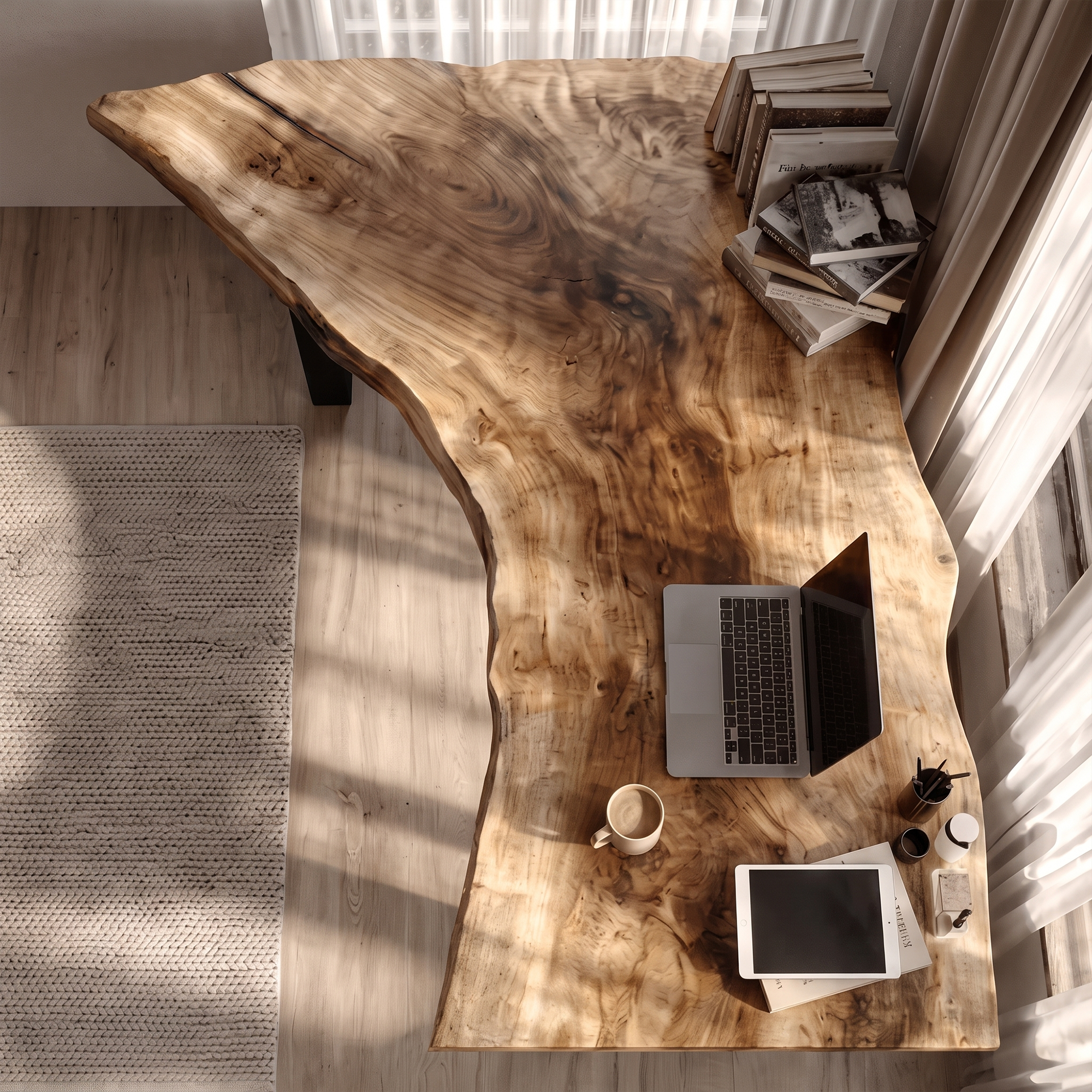 Live Edge Office Desk With Handcrafted Wood Slab Top For Home Office SINLKIDK159