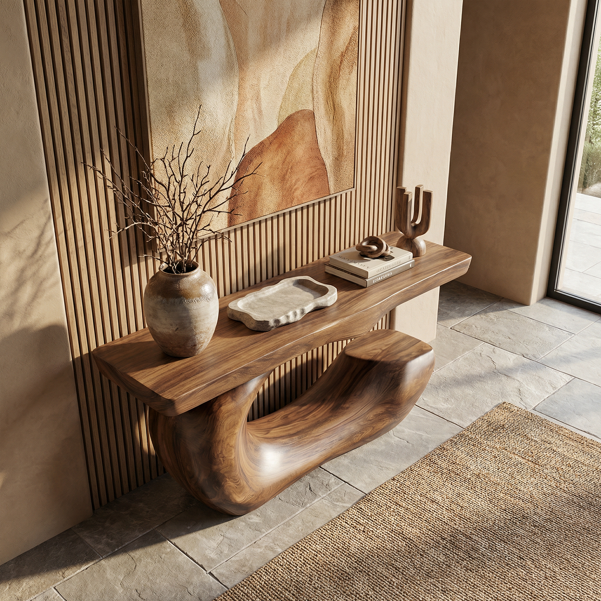 Artistic Abstract Sculptural Console Table For Entryway And Living Room Space SINLKICS566