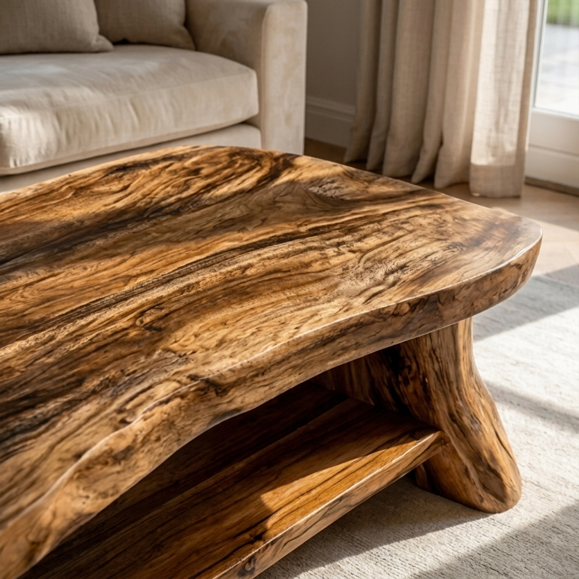 Reclaimed Slab Wood Coffee Table Living Room SINLKICF279