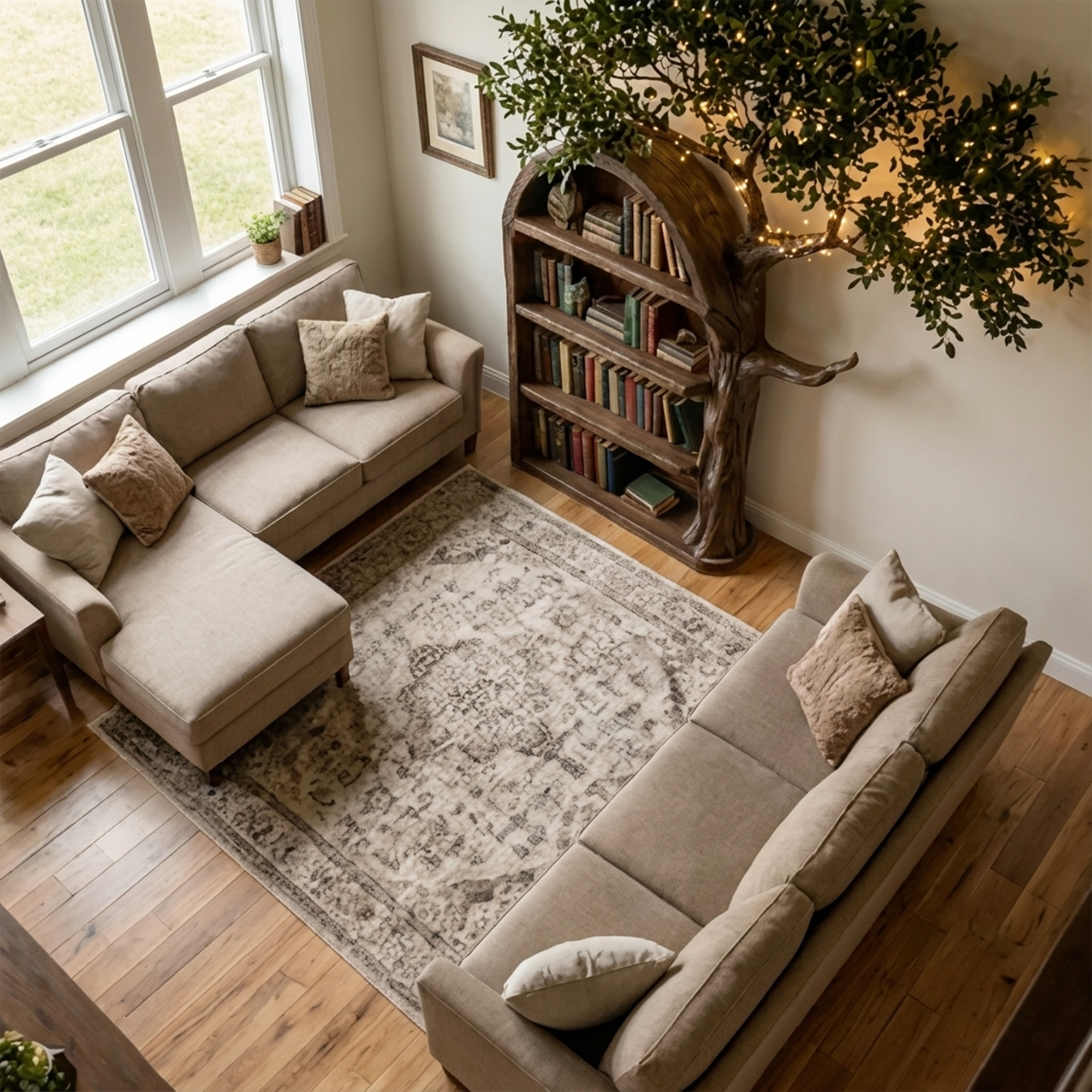 Rustic Tree Bookshelf Living Room Wall Display SINLKITB303