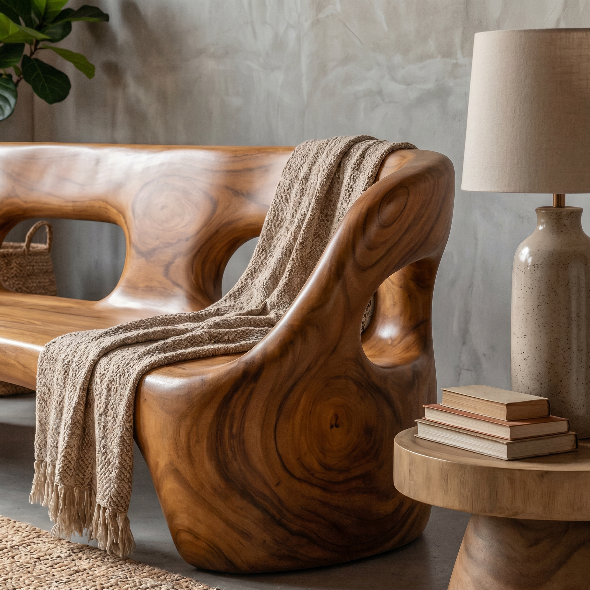 Contemporary Sculptural Sofa Frame With Curved Solid Wood Design For Living Room SINLKISF018