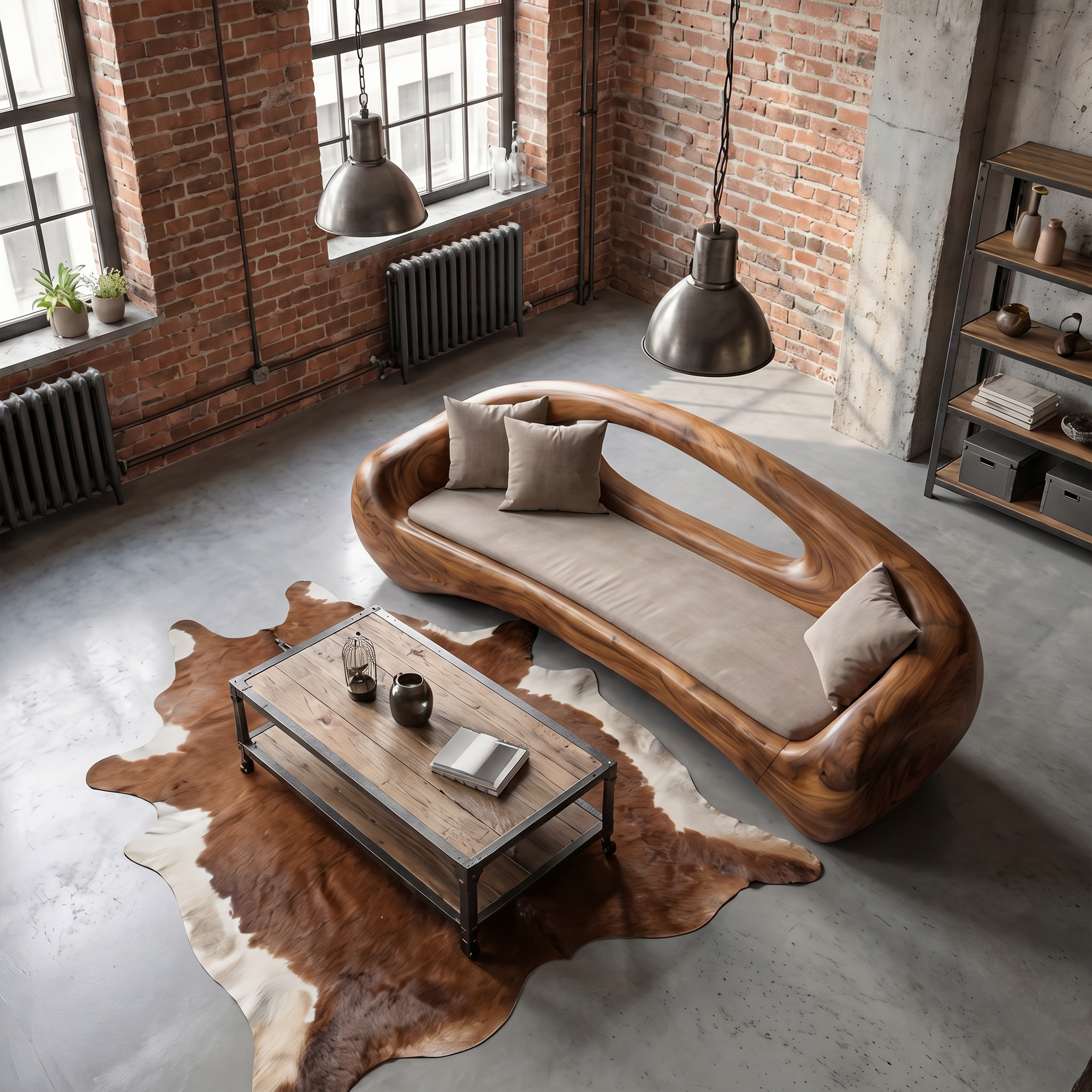 Organic Sofa Frame With Sculptural Solid Wood Design For Living Room SINLKISF021