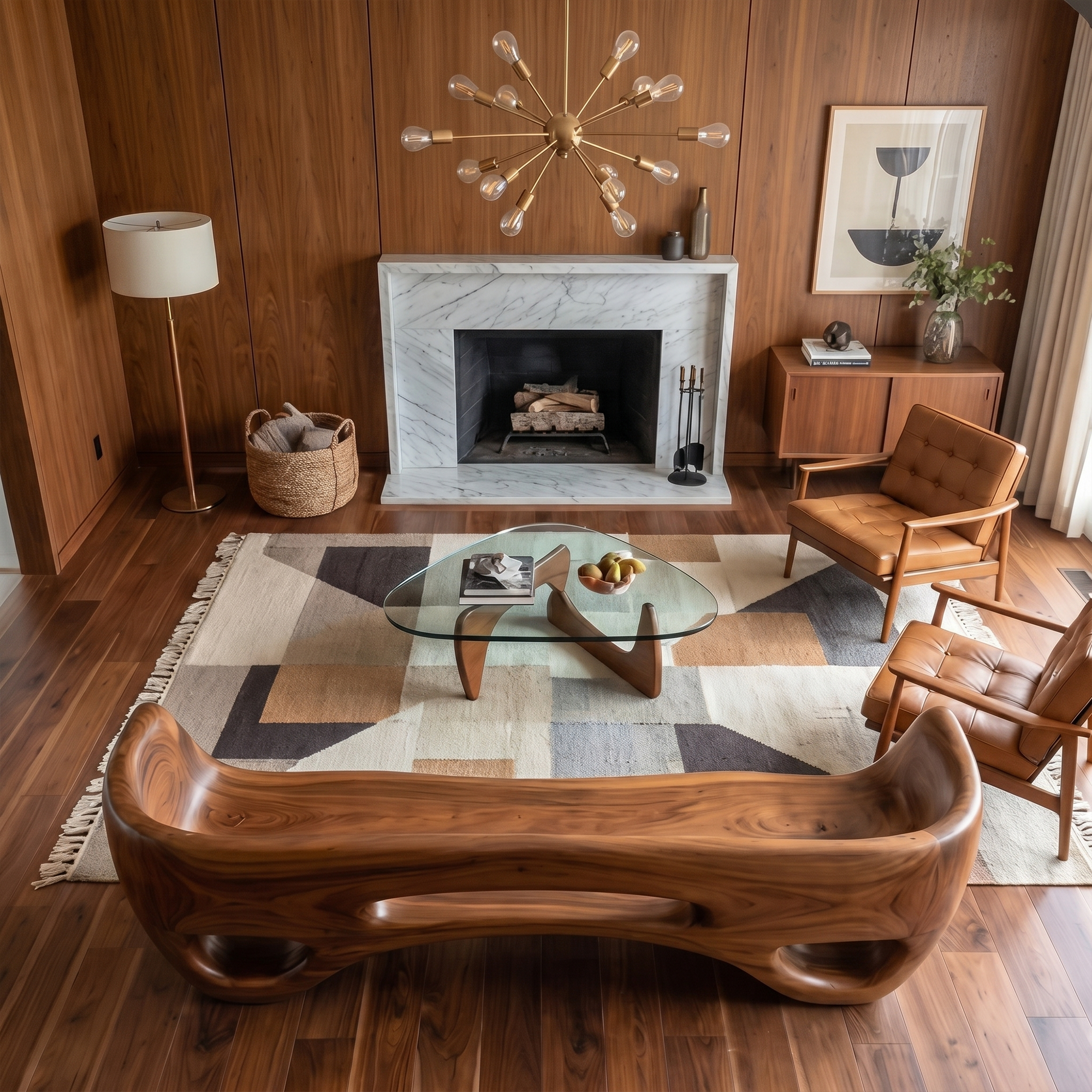 Rustic Organic Sofa Frame With Sculptural Open Base And Solid Wood Design For Living Room SINLKISF022