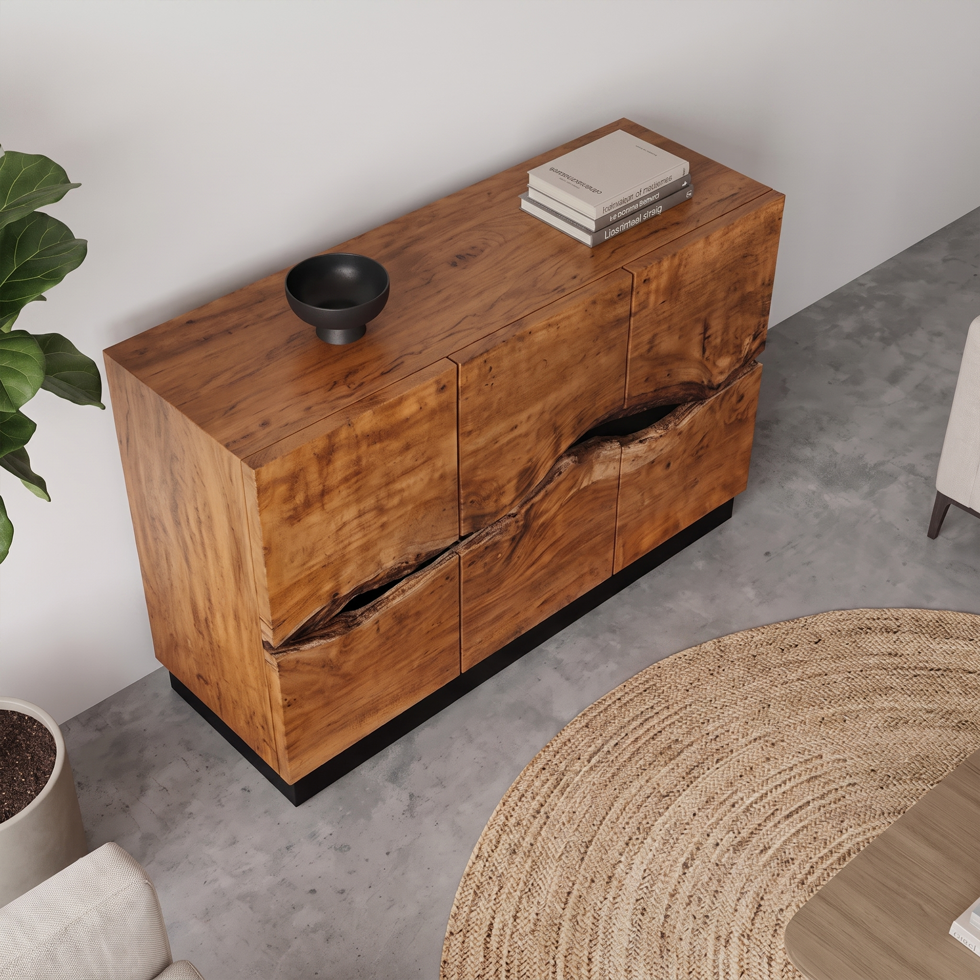Modern Storage Cabinet With Artistic Carved Wood Doors For Entryway SINLKISC539