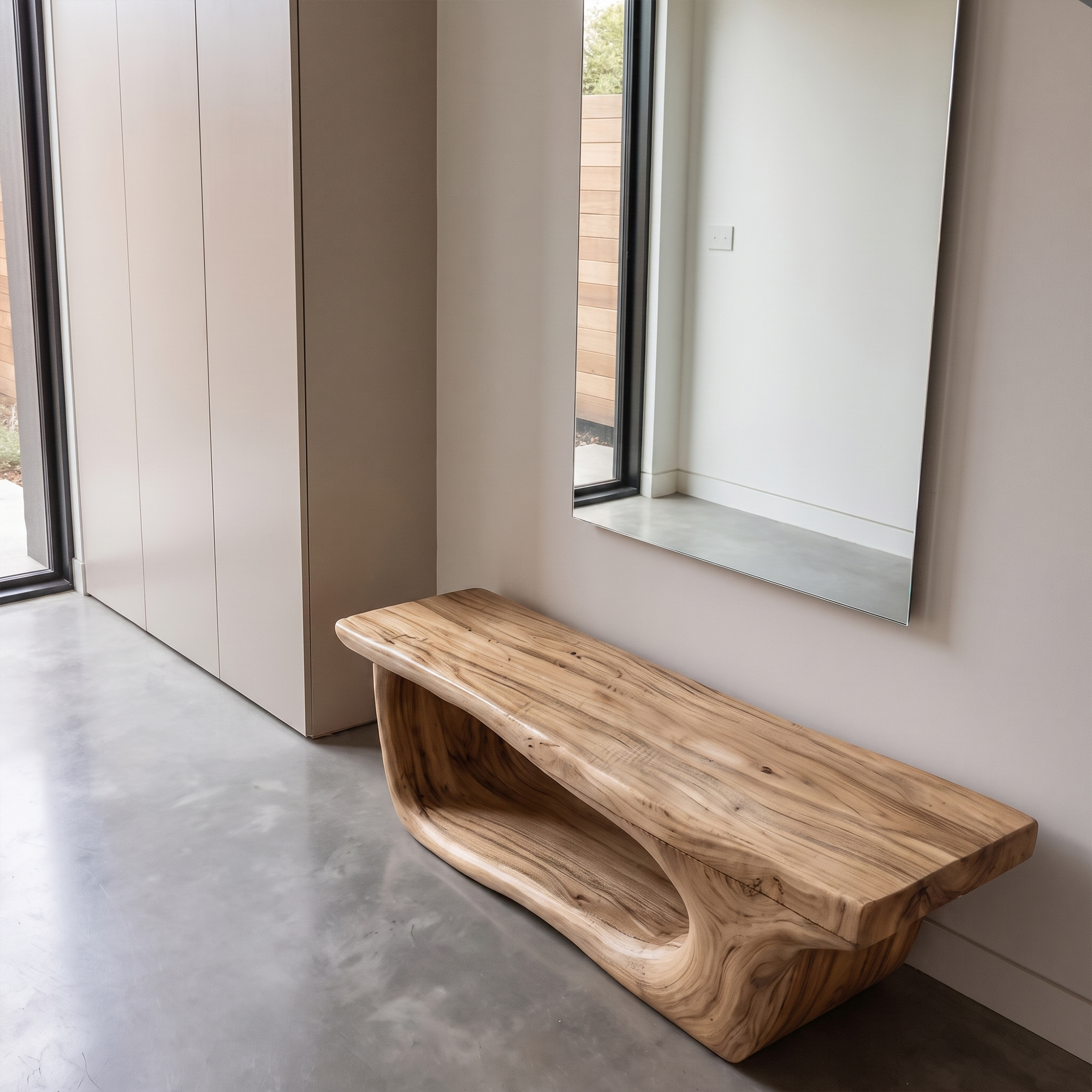 Organic Shoe Bench With Open Shoe Storage For Entryway SINLKISB099