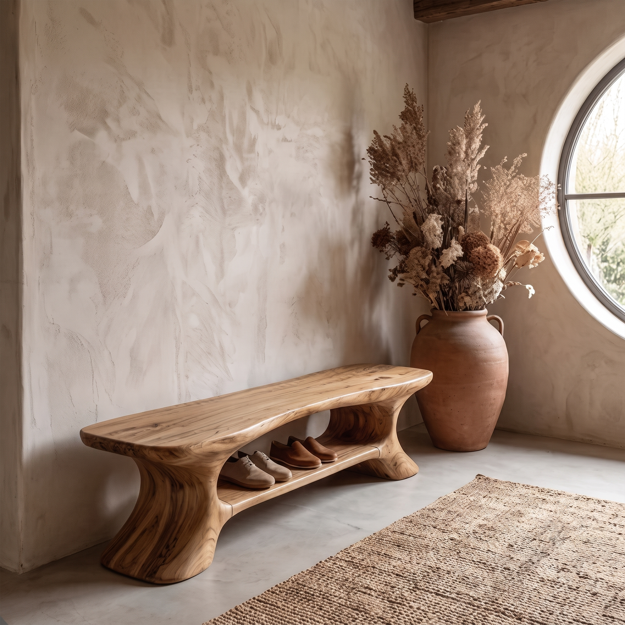 Rustic Entryway Bench With Integrated Shoe Storage For Entryway SINLKISB100