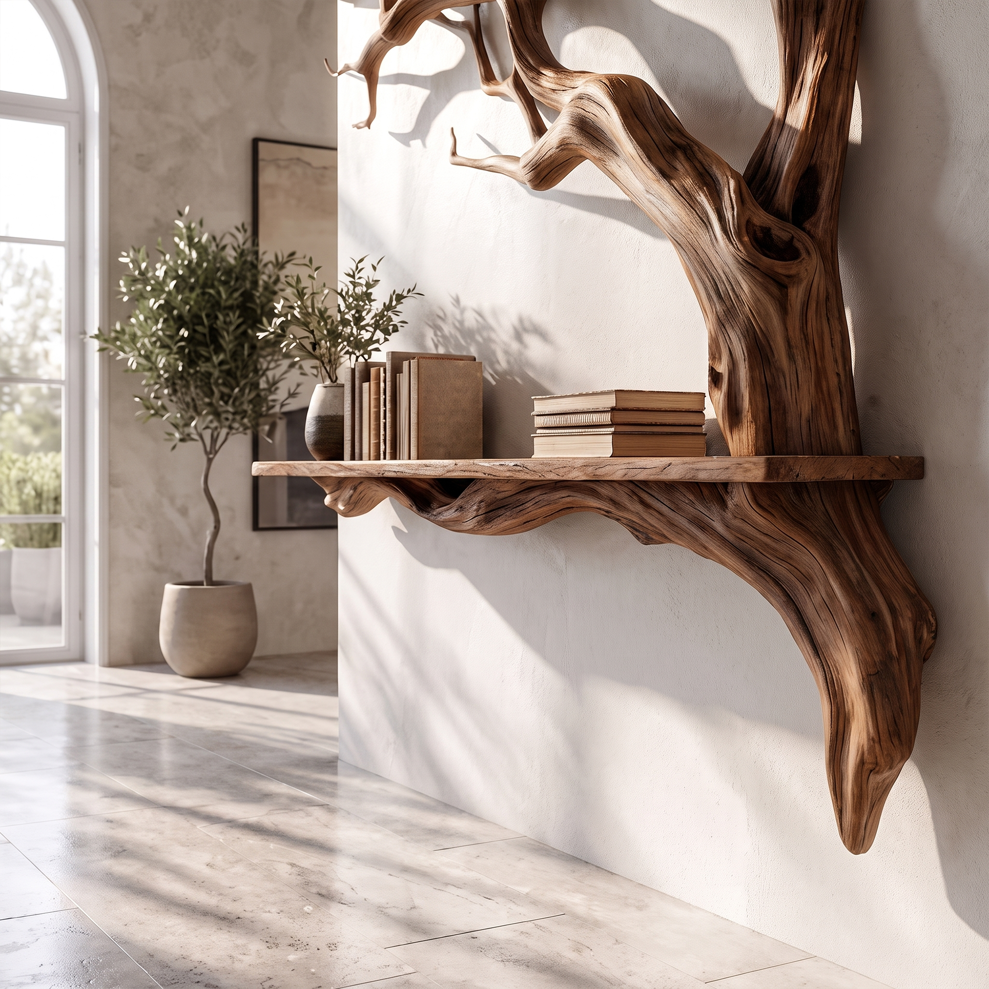 Rustic Tree Branch Wall Shelf Natural Artistic Home Decor SINLKIFL177
