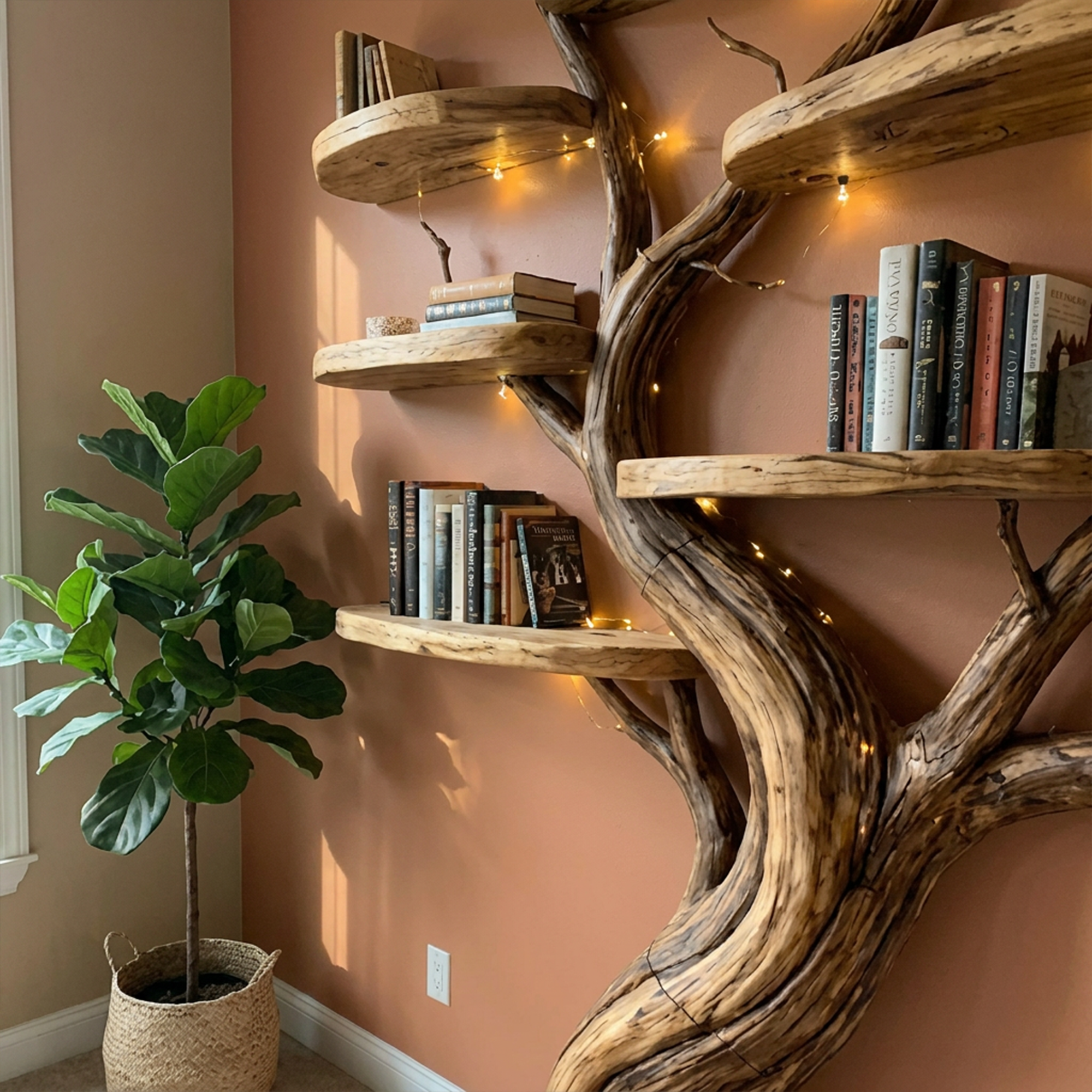 Organic Tree Bookshelf Living Room Interior Sculptural Wall Display SINLKITB664