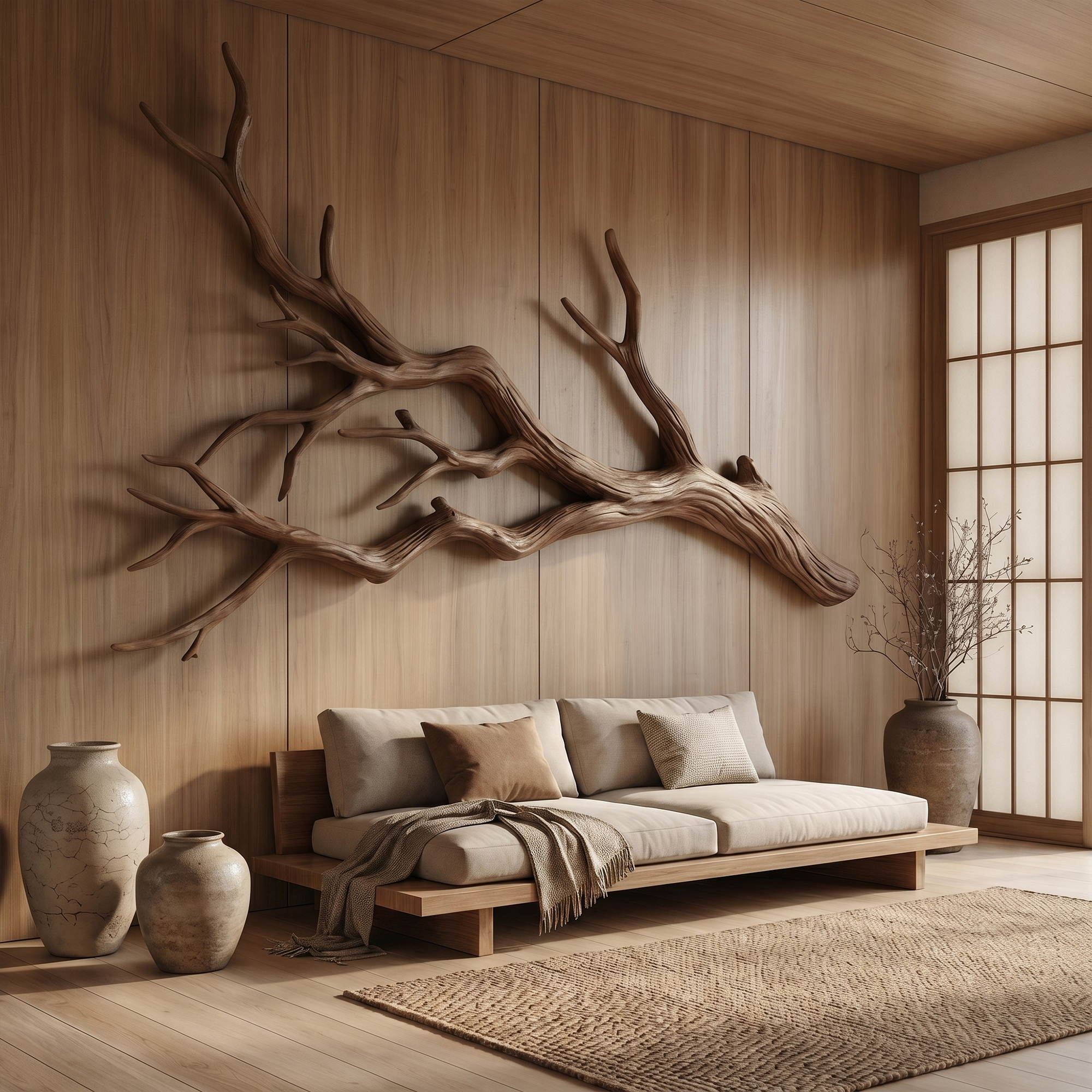 Flowing Organic Wood Branch Wall Sculpture Contemporary Decor SINLKIWD030