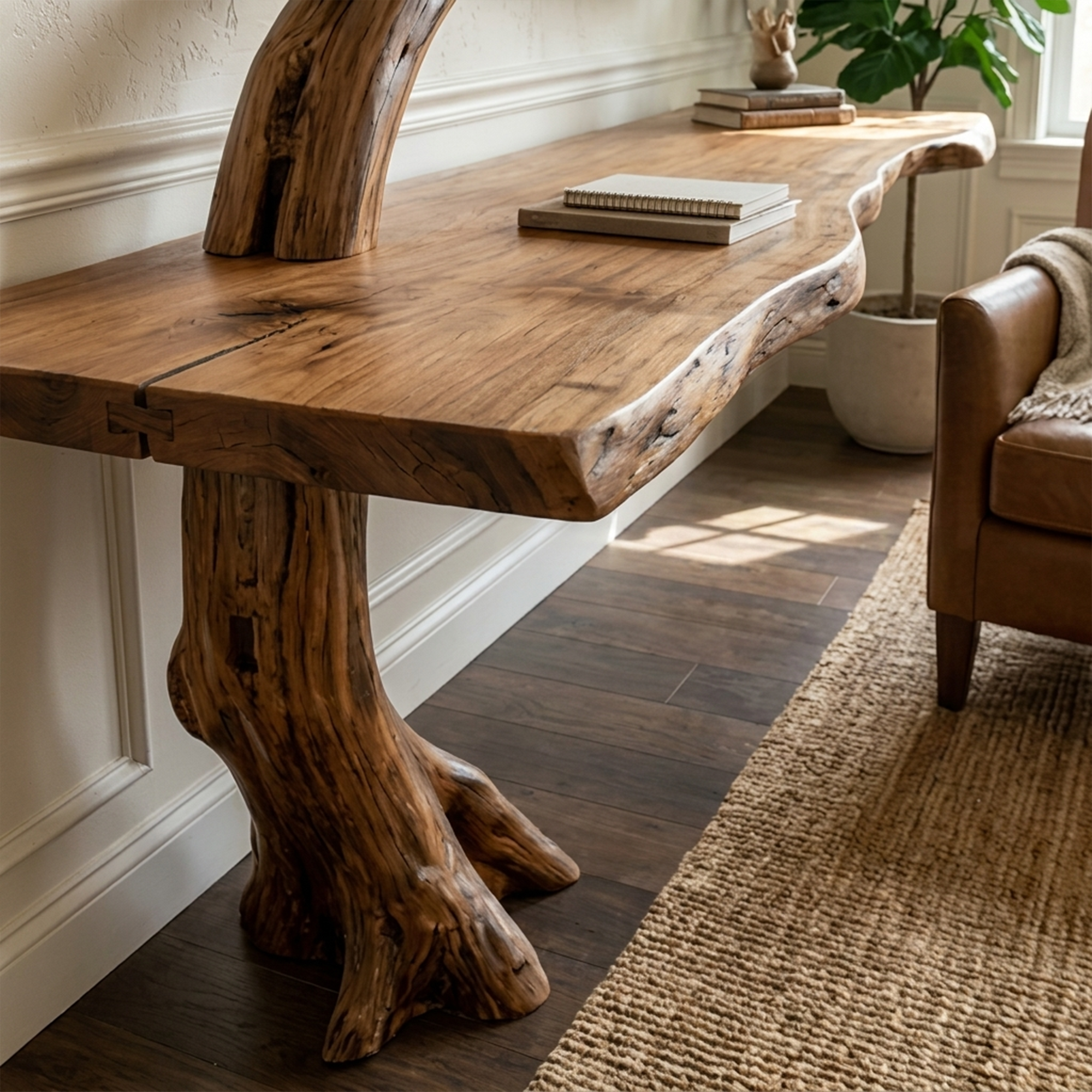 Rustic Console Table Artistic Tree Branch Reading Room SINLKICS301