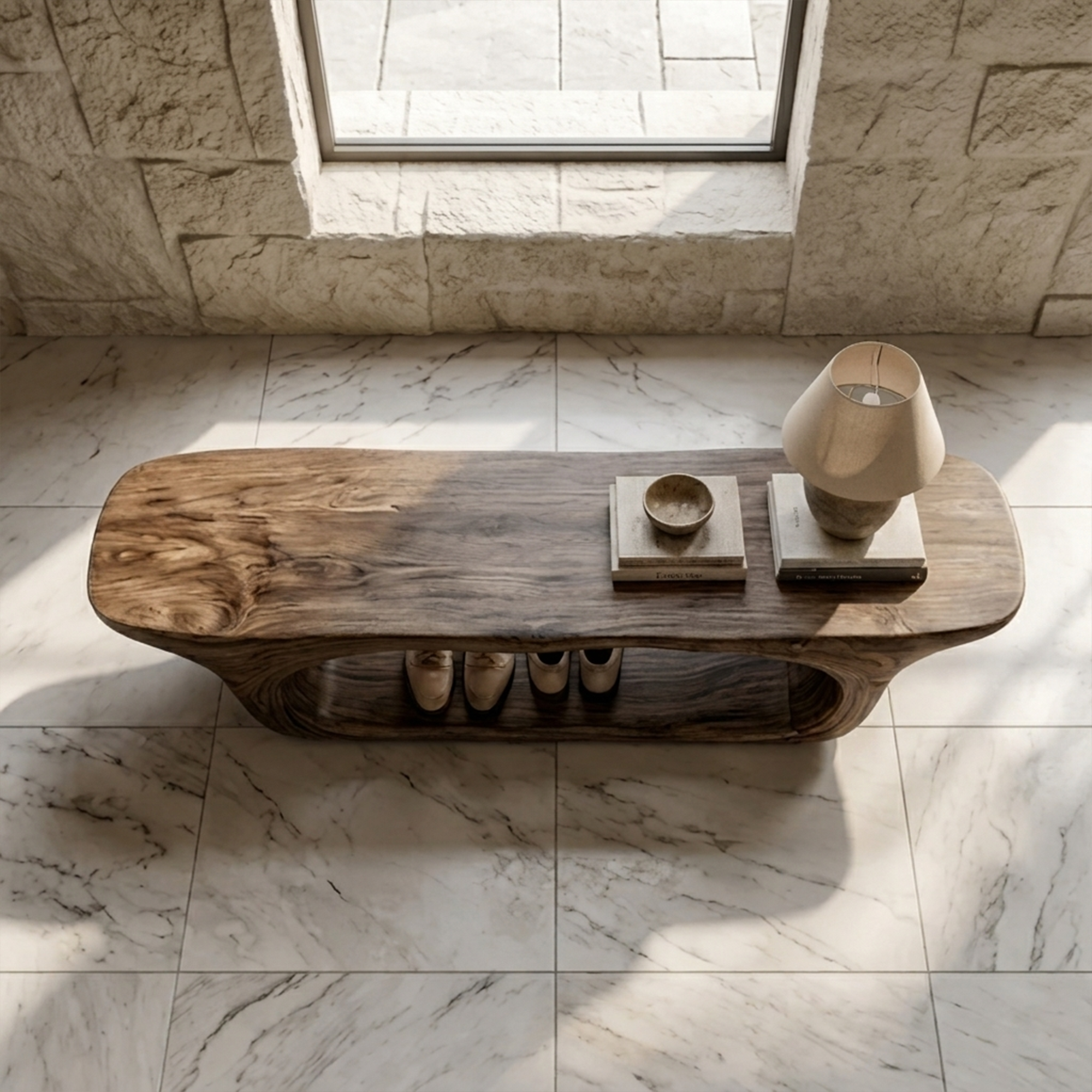 Rustic Modern Wood Shoe Rack Bench Entrance SINLKISB056