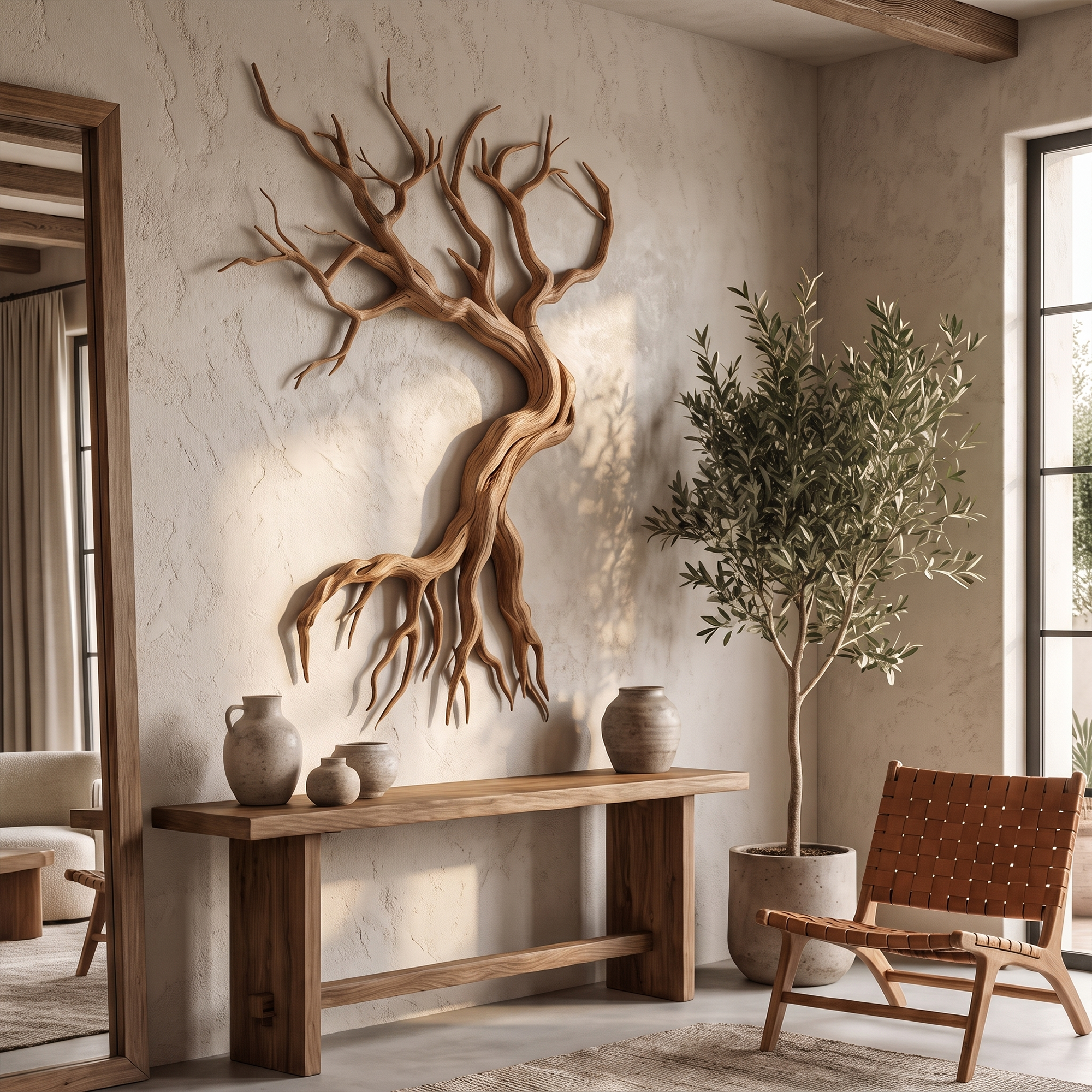 Modern Tree Branch Sculpture Wall Decor Living Room SINLKIWD058