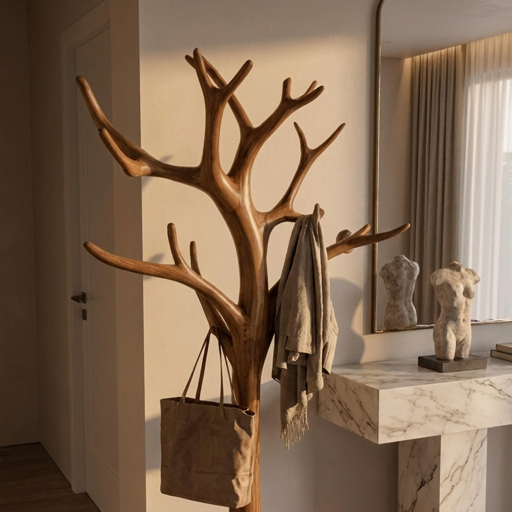 Rustic Tree Coat Stand Entryway Living Room Mudroom SINLKITCR033