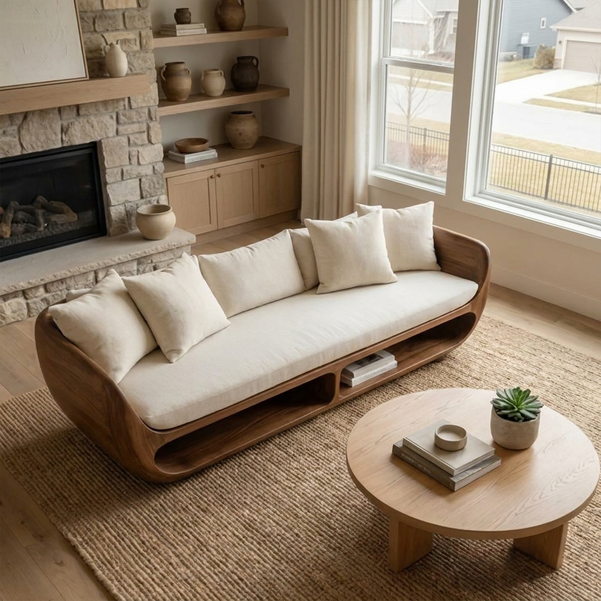 Rustic Sculptural Sofa Christmas Holiday Living Room Decor SINLKIWC027