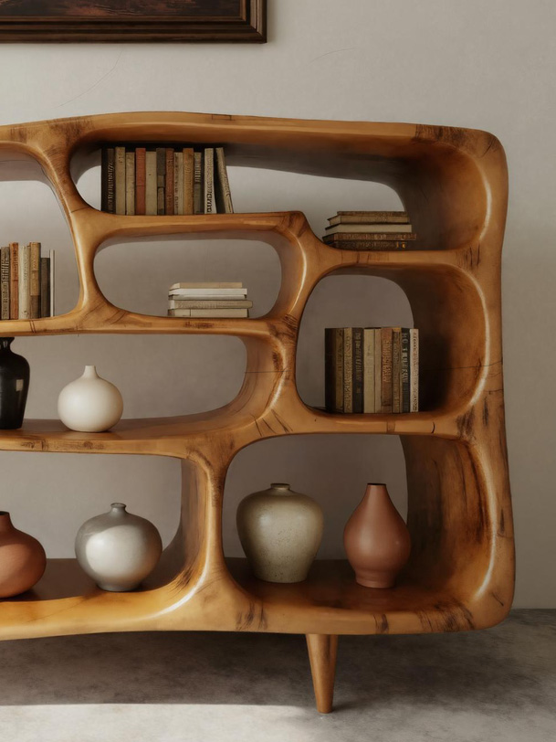 Modern Organic Bookshelf With Open Shelves For Living Room Or Office SITHHNBS026