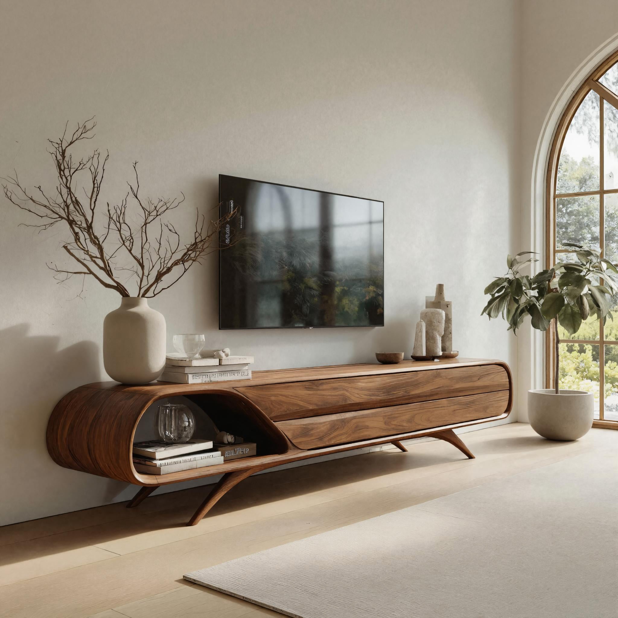 Mid Century Modern Wood TV Console For Living Room RTTHHNTVC083