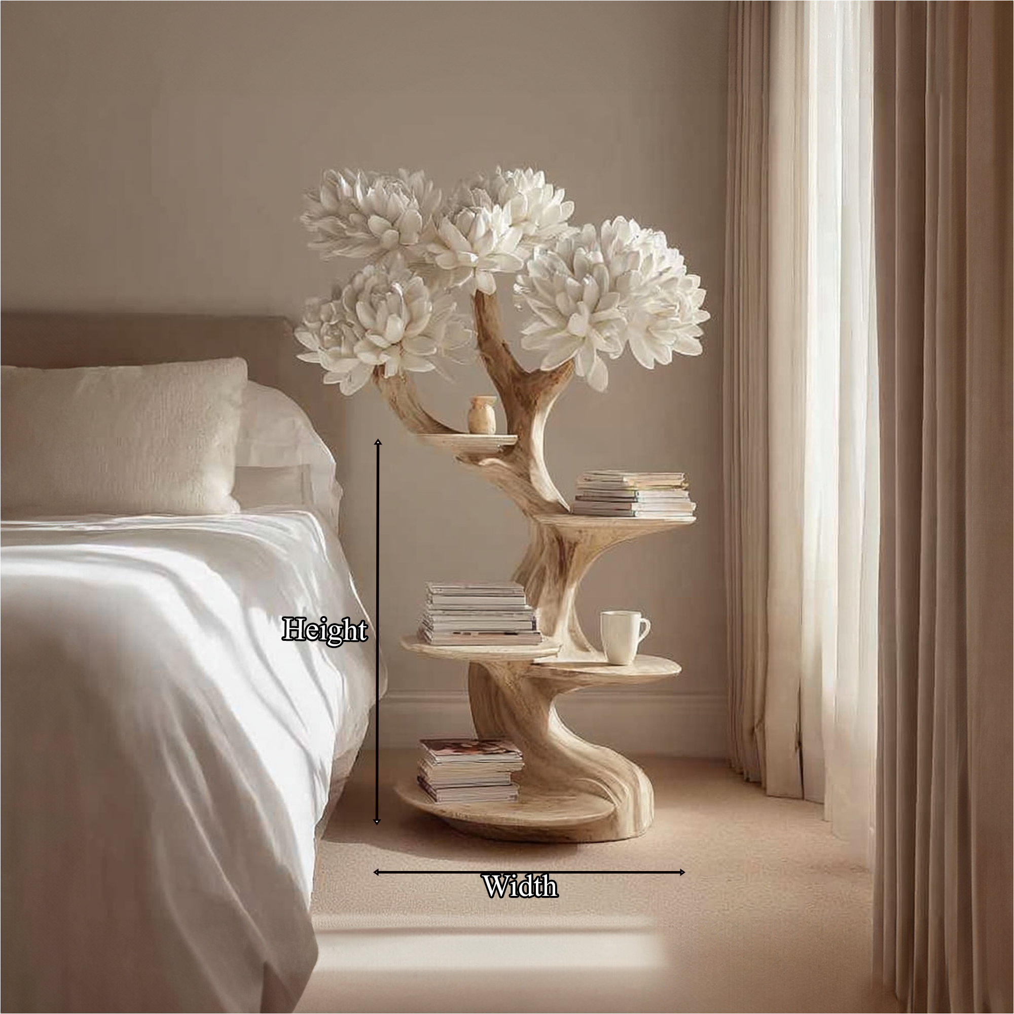 Rustic Tree Nightstand Bedroom Guest Room SINLKIBT065
