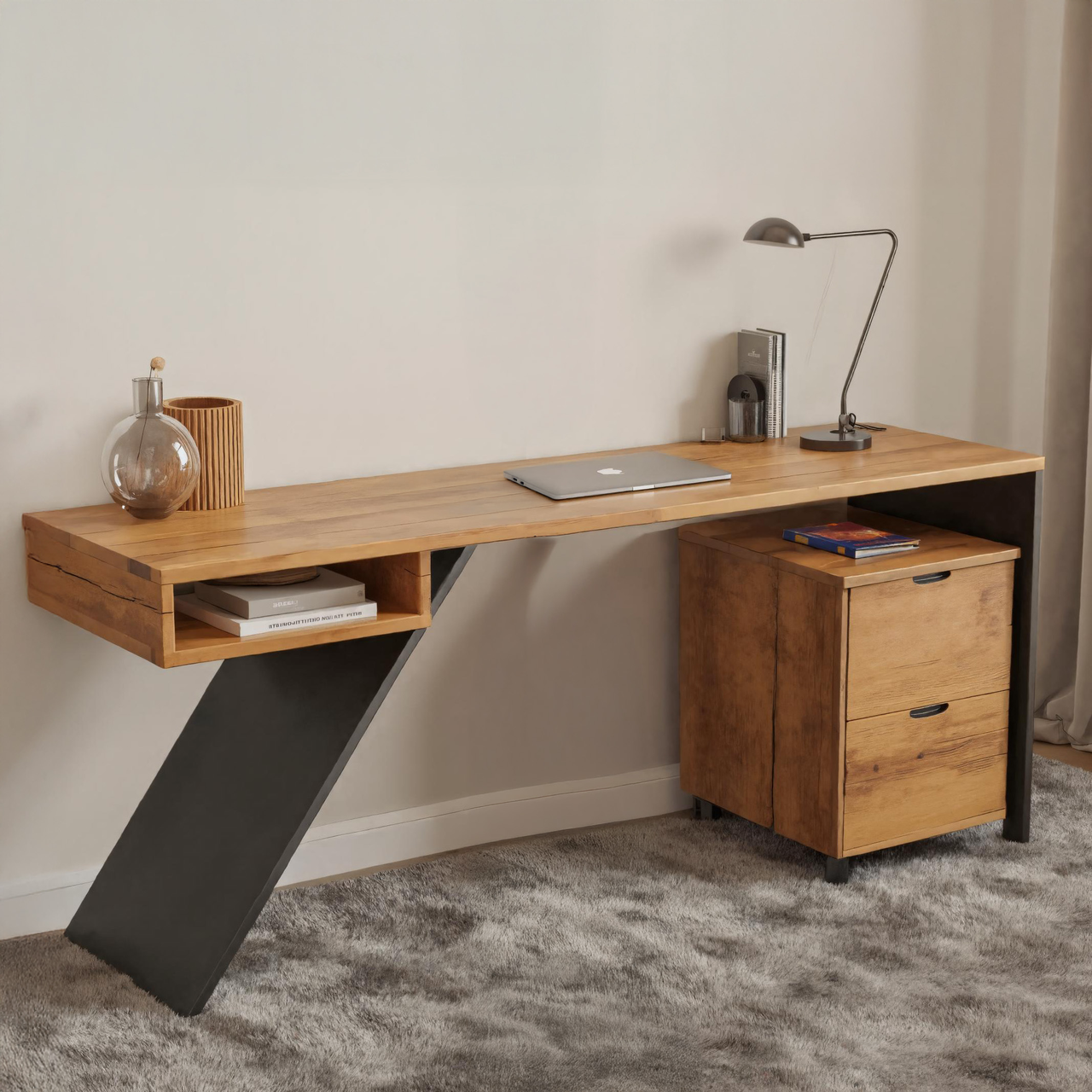 Modern Wood Desk With Storage Cabinet For Home Office Or Studio SITHHNDE022