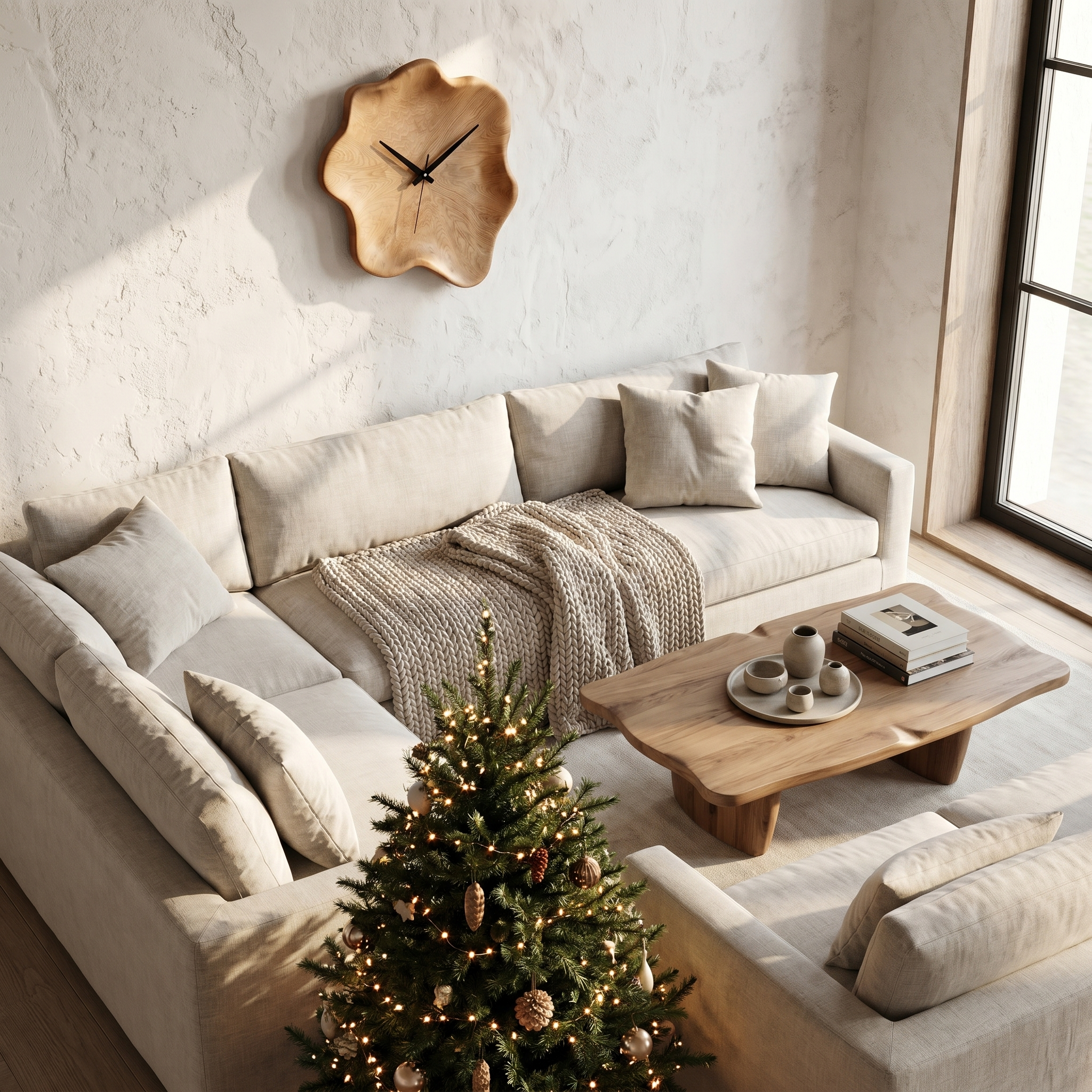 Organic Wall Clock With Natural Live Edge Design For Living Room And Entryway SINLHACK024