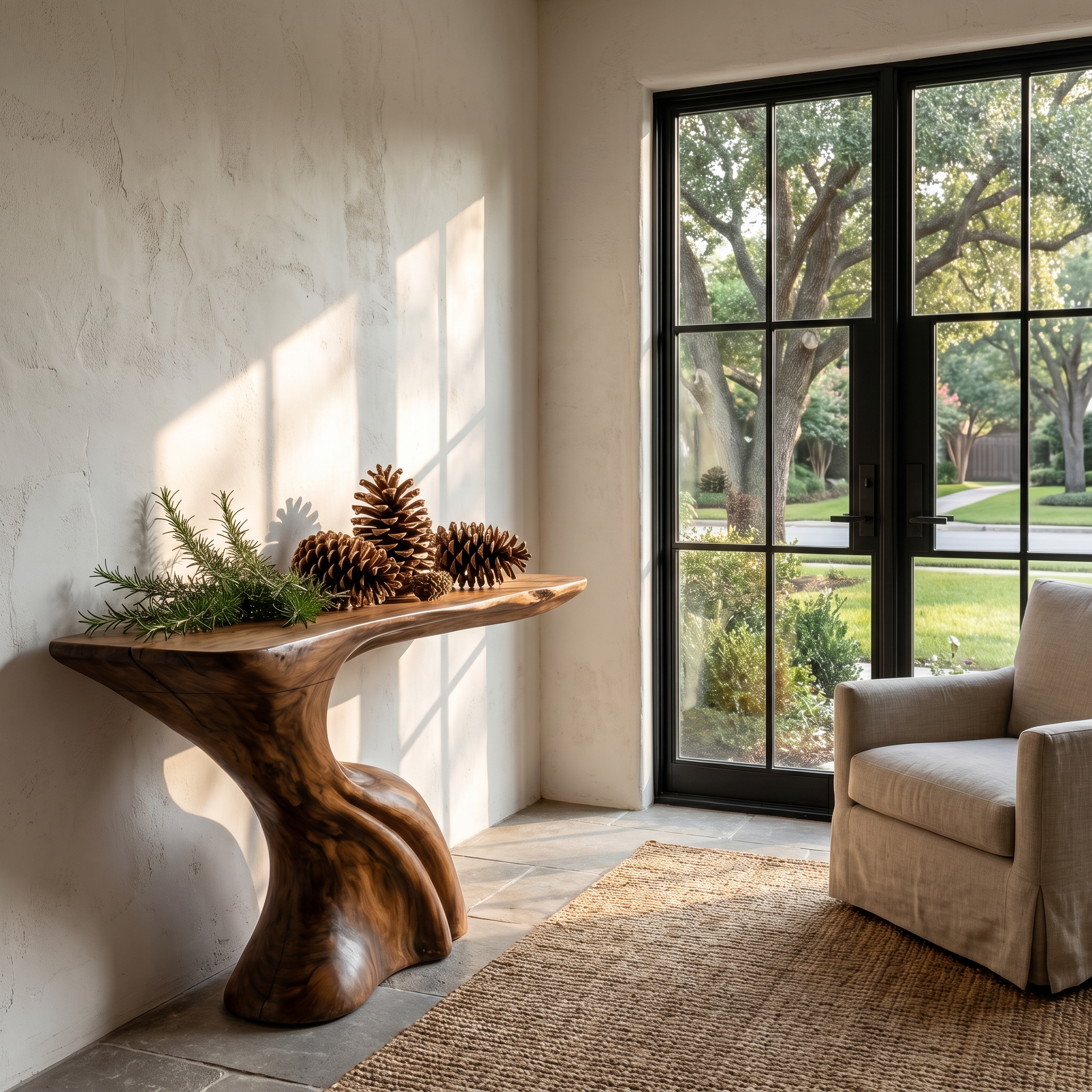 Nature Inspired Console Table With Artistic Tree Structure For Living Room SINLHACS655