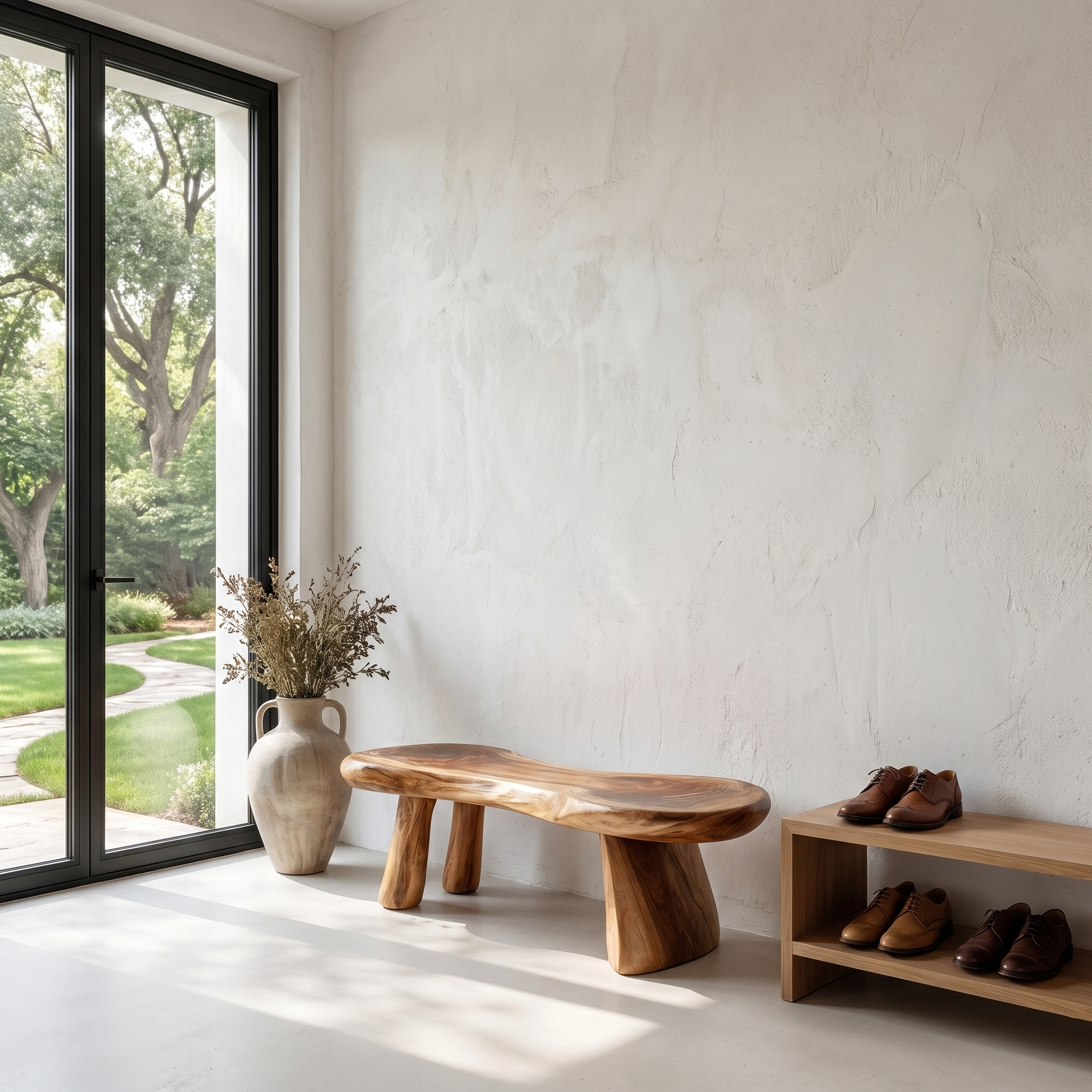 Rustic Bench Natural Tree Slab Design For Entryway SINLHARS127
