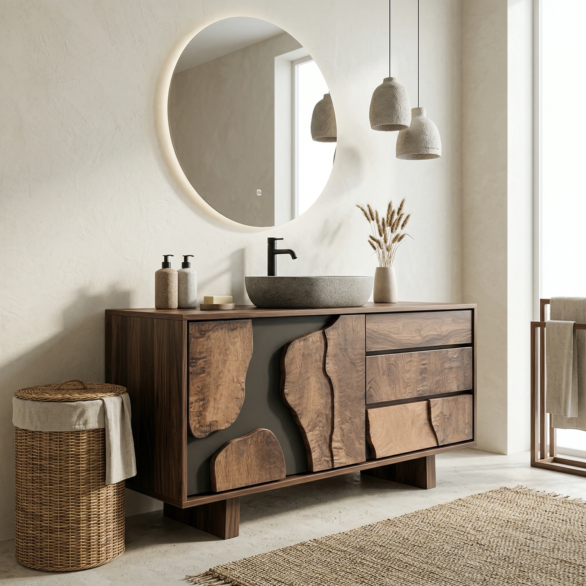 Contemporary Bathroom Cabinet Solid Wood Simple Clean Line Design Bathroom And Vanity Area SINLHABCT019