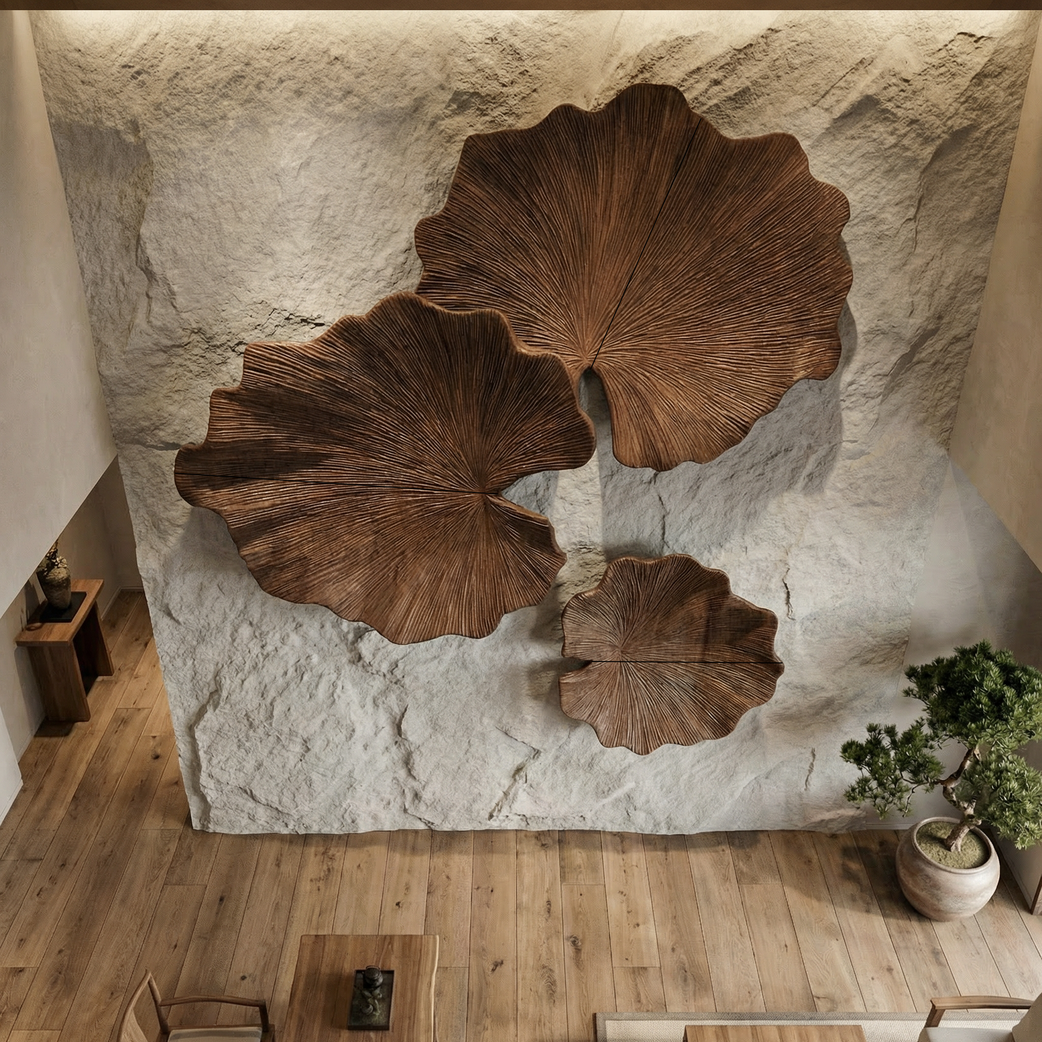 Sculptural Leaf Wall Decor For Living Room And Bedroom SINLHAWD064
