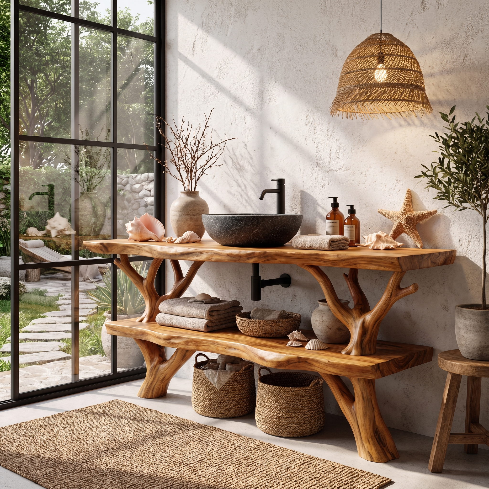 Natural Branch Bathroom Vanity Freestanding Sink Console SINLHABRV329