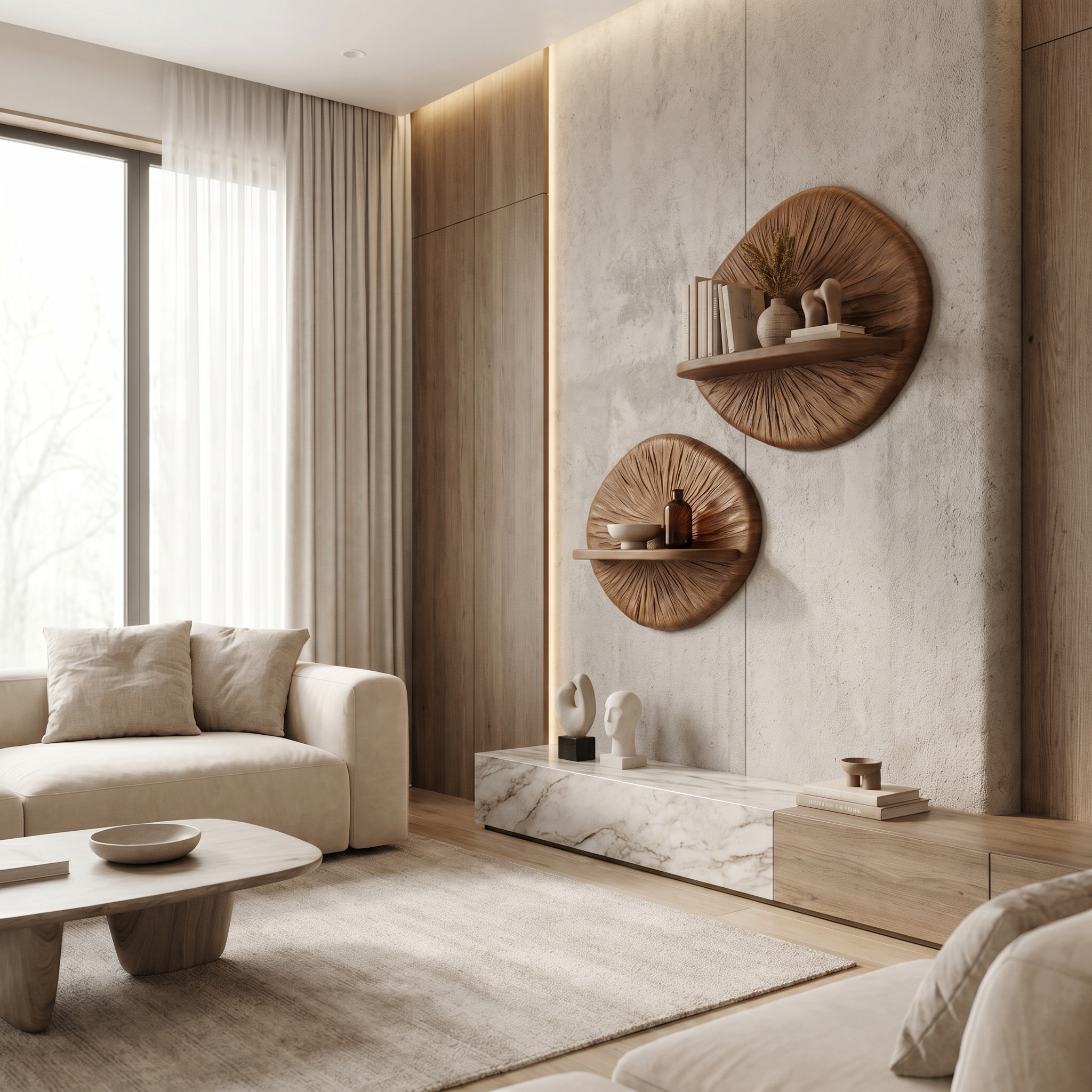 Round Sunburst Floating Wall Shelf For Living Room And Bedroom SINLHAFL536