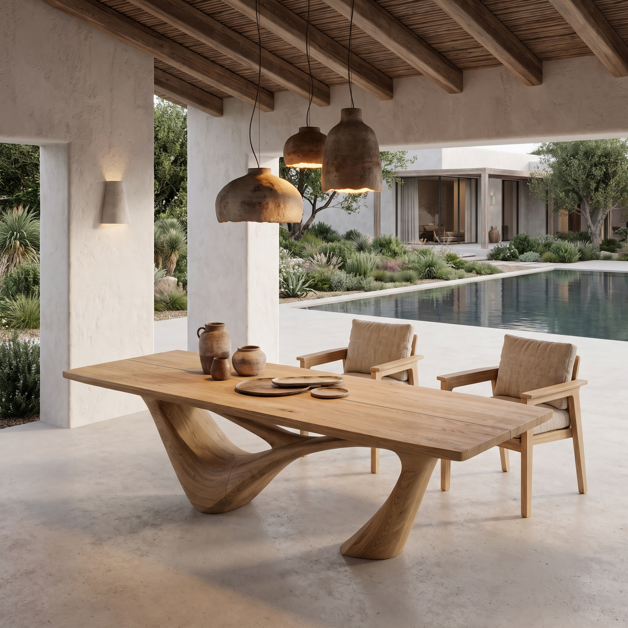 Minimalist Wing Pedestal Dining Table Solid Wood Dining Table For Dining Room SINLHADN210