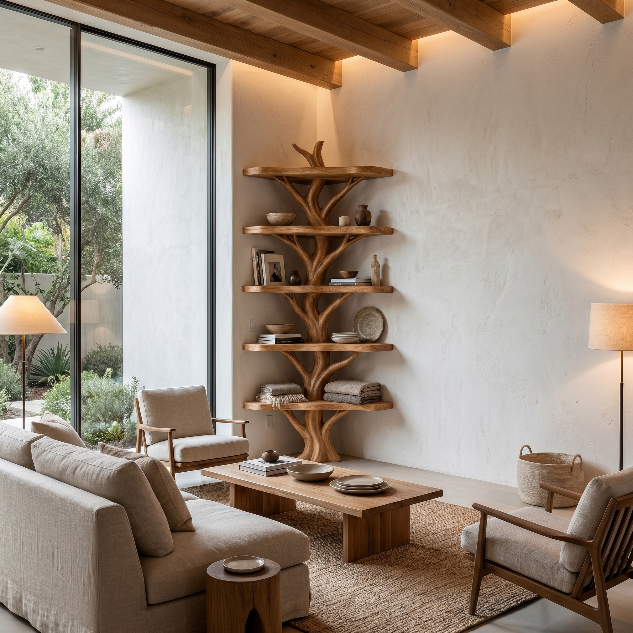 Sculptural Tree Bookshelf With Multi Tier Open Shelving For Reading Corner SINLHATB750