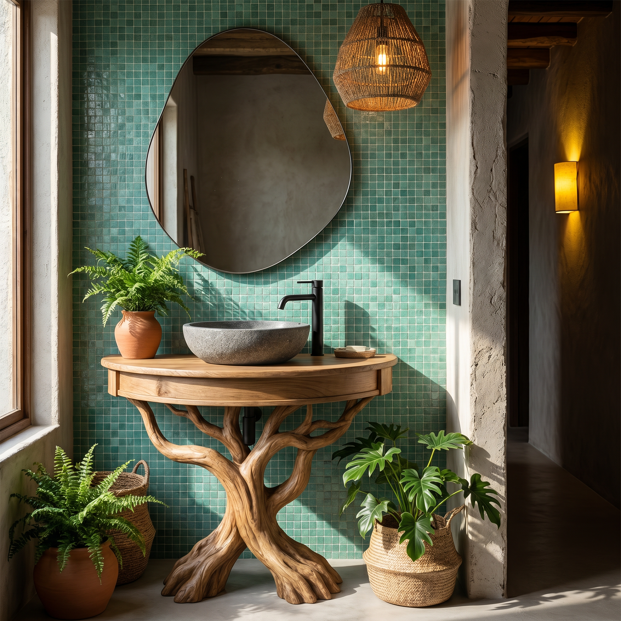 Tree Bathroom Vanity With Floating Countertop And Display Shelves For Bathroom SINLHABRV325