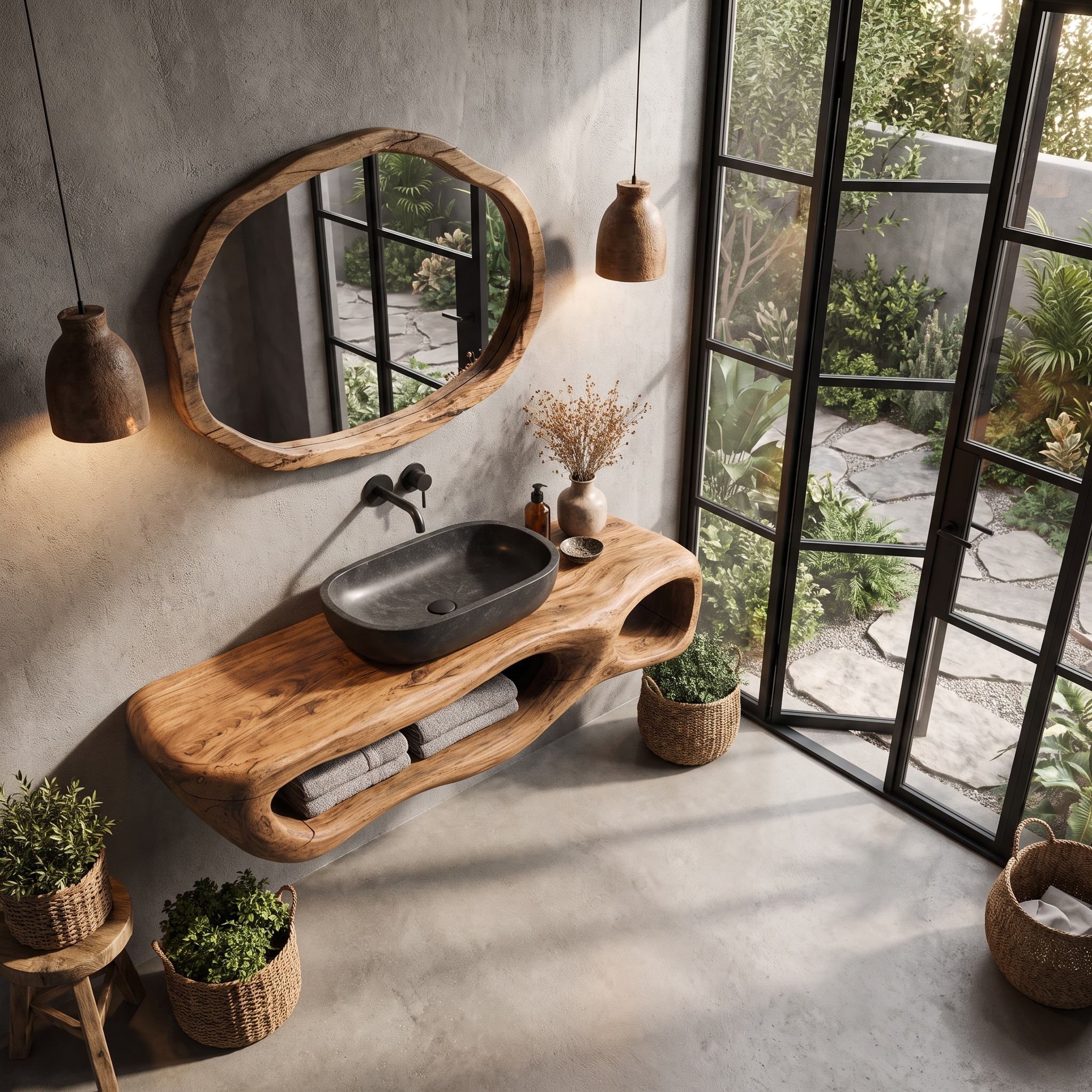 Modern Wall Mounted Bathroom Vanity With Organic Wood Base For Bathroom SINLHABRV323