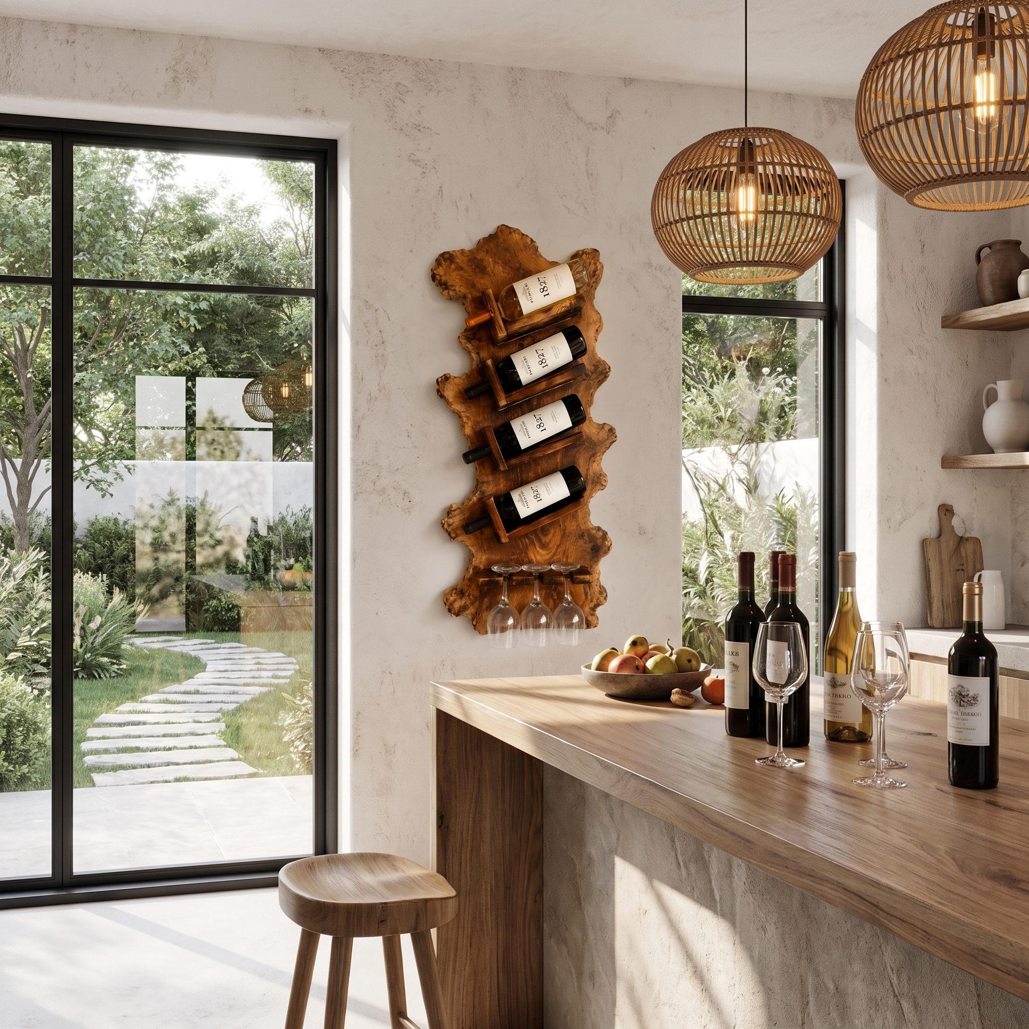 Minimalist Wall Mounted Wine Holder With Open Bottle Storage For Home Bar SINLHAWH048